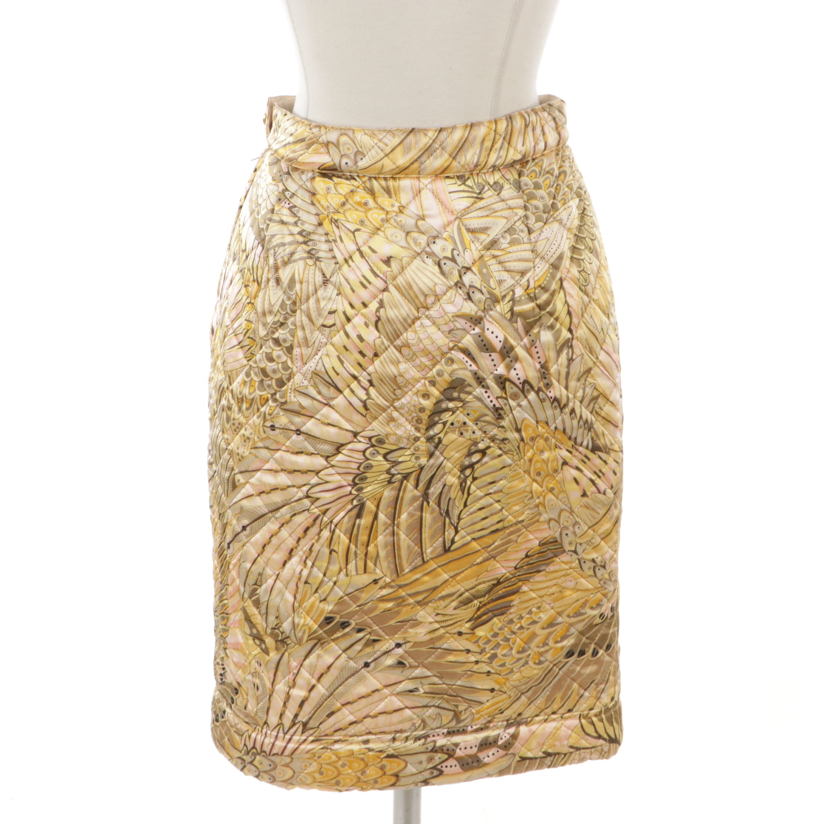 Salvatore Ferragamo Vintage Quilted Silk Skirt