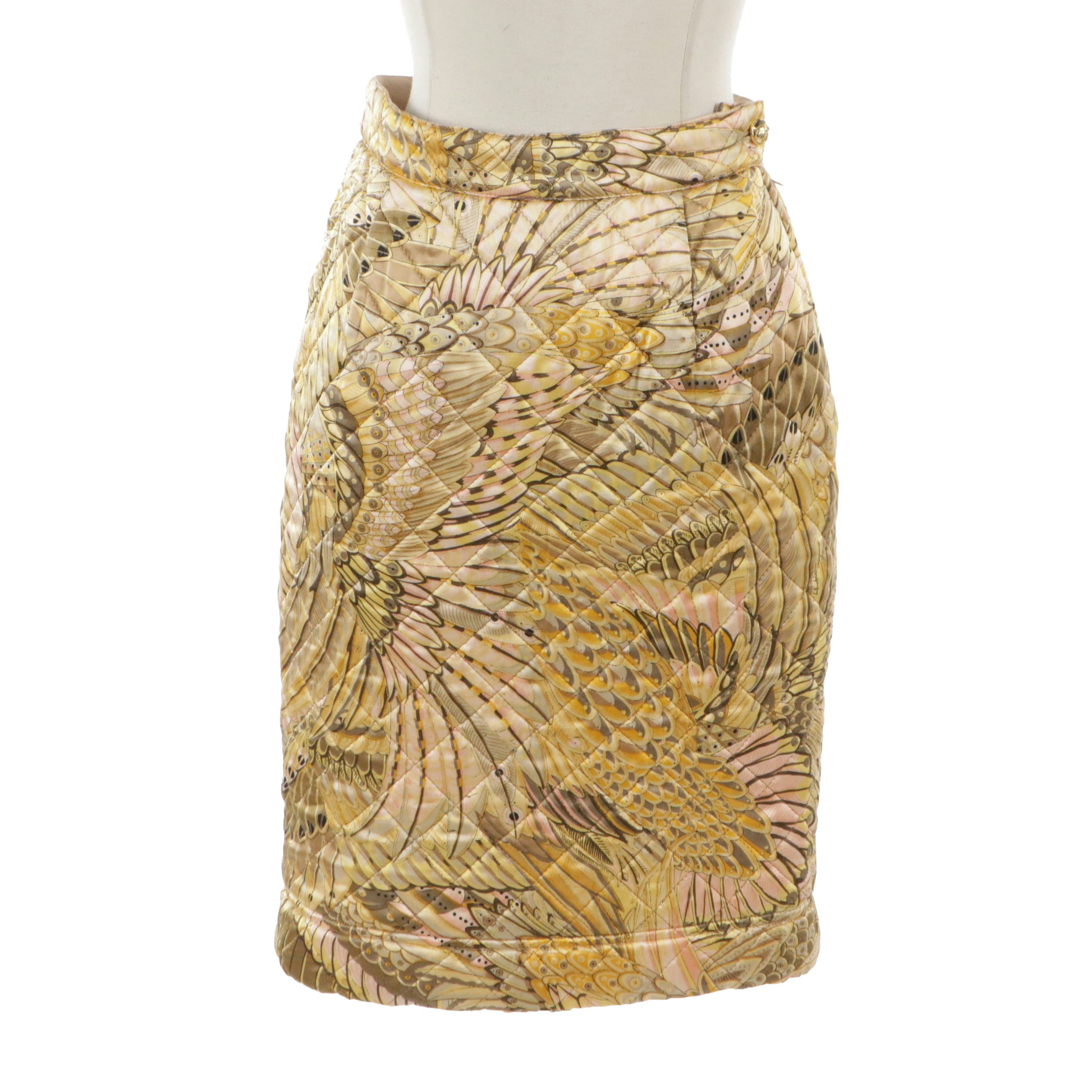 Salvatore Ferragamo Vintage Quilted Silk Skirt