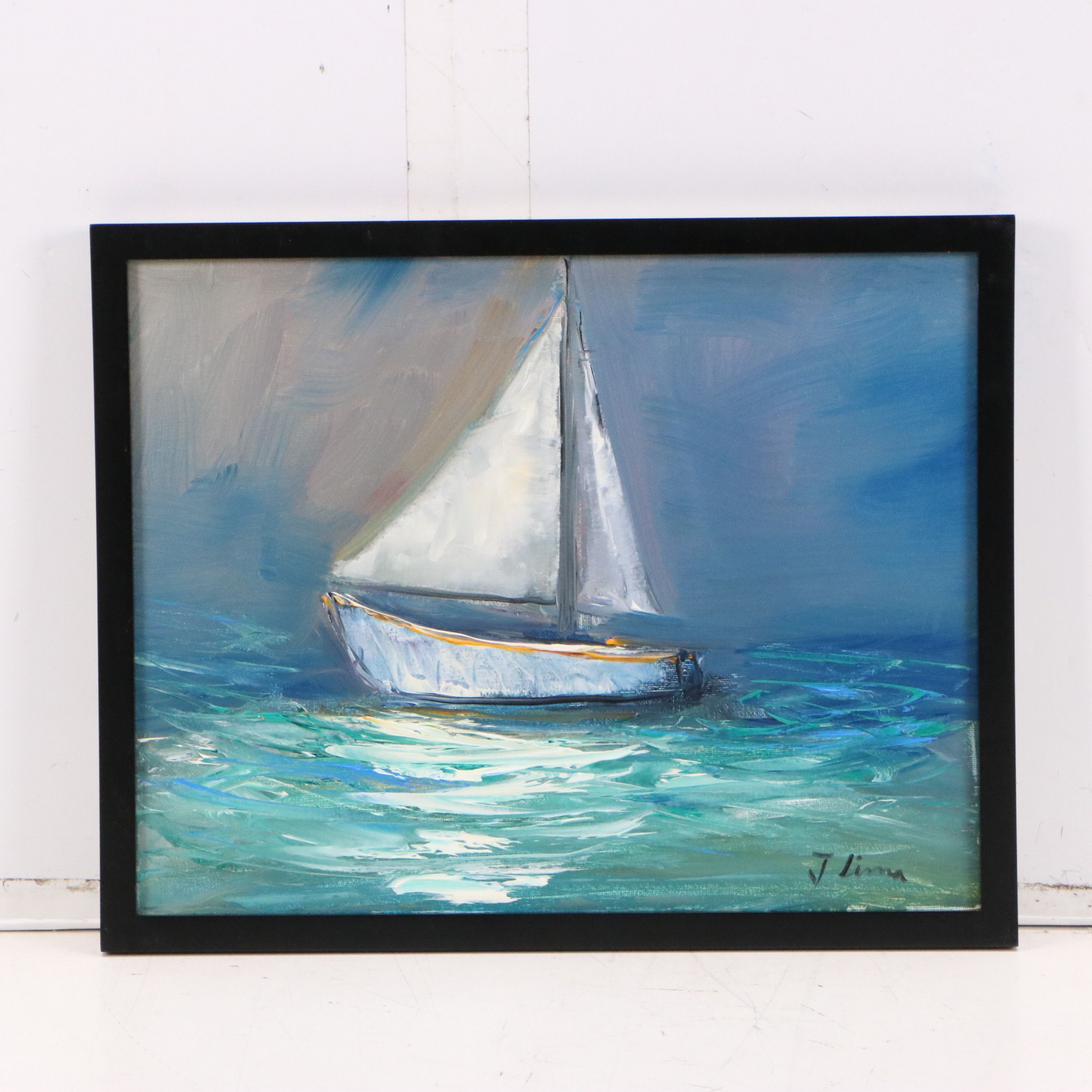 José Lima Oil Painting of Sailboat, 2026