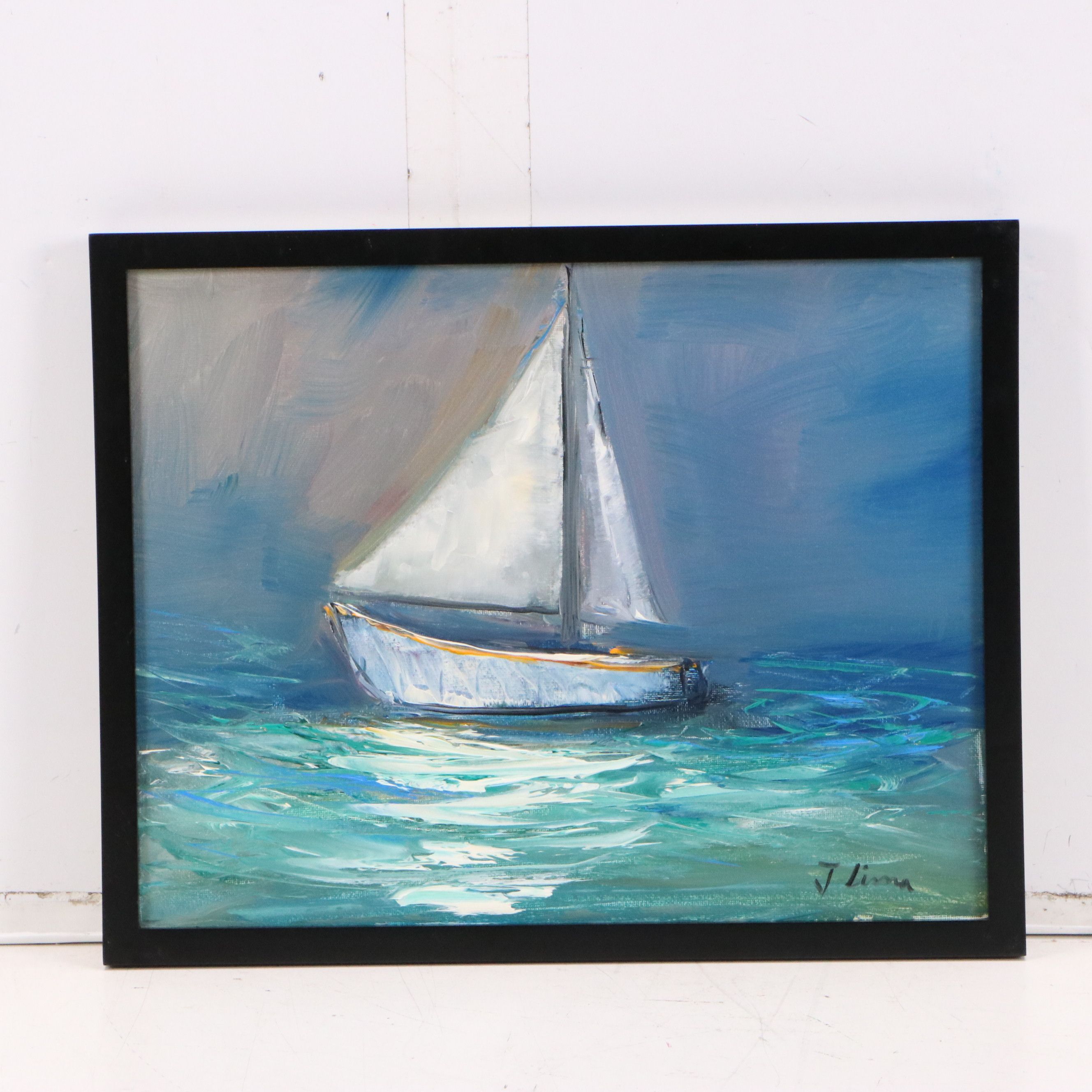 José Lima Oil Painting of Sailboat, 2026