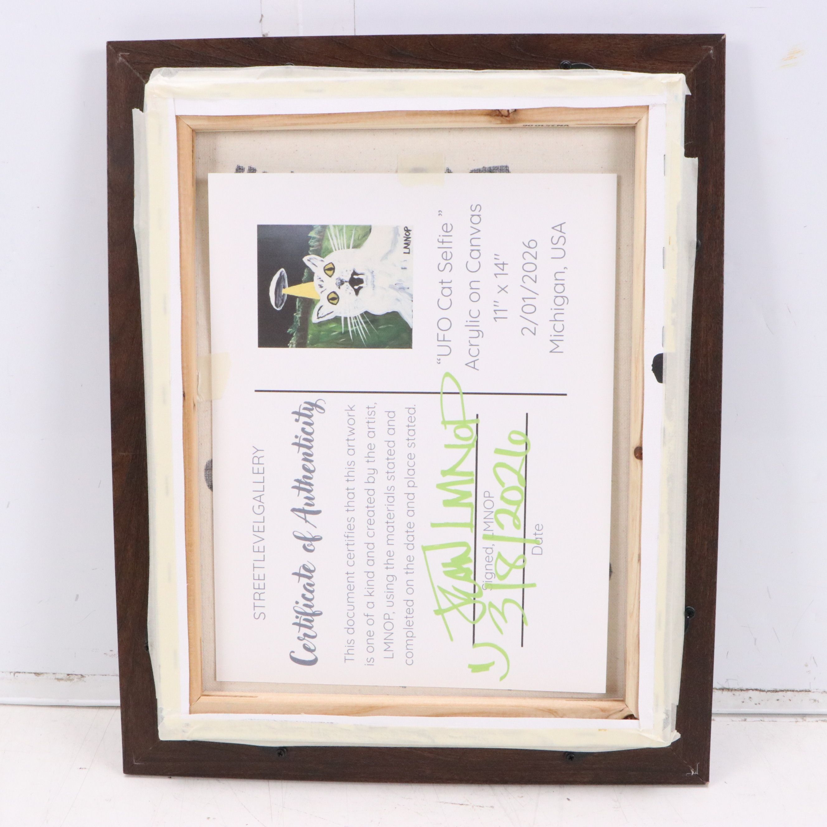 Jean LMNOP Acrylic Painting "UFO Cat Selfie," 2026