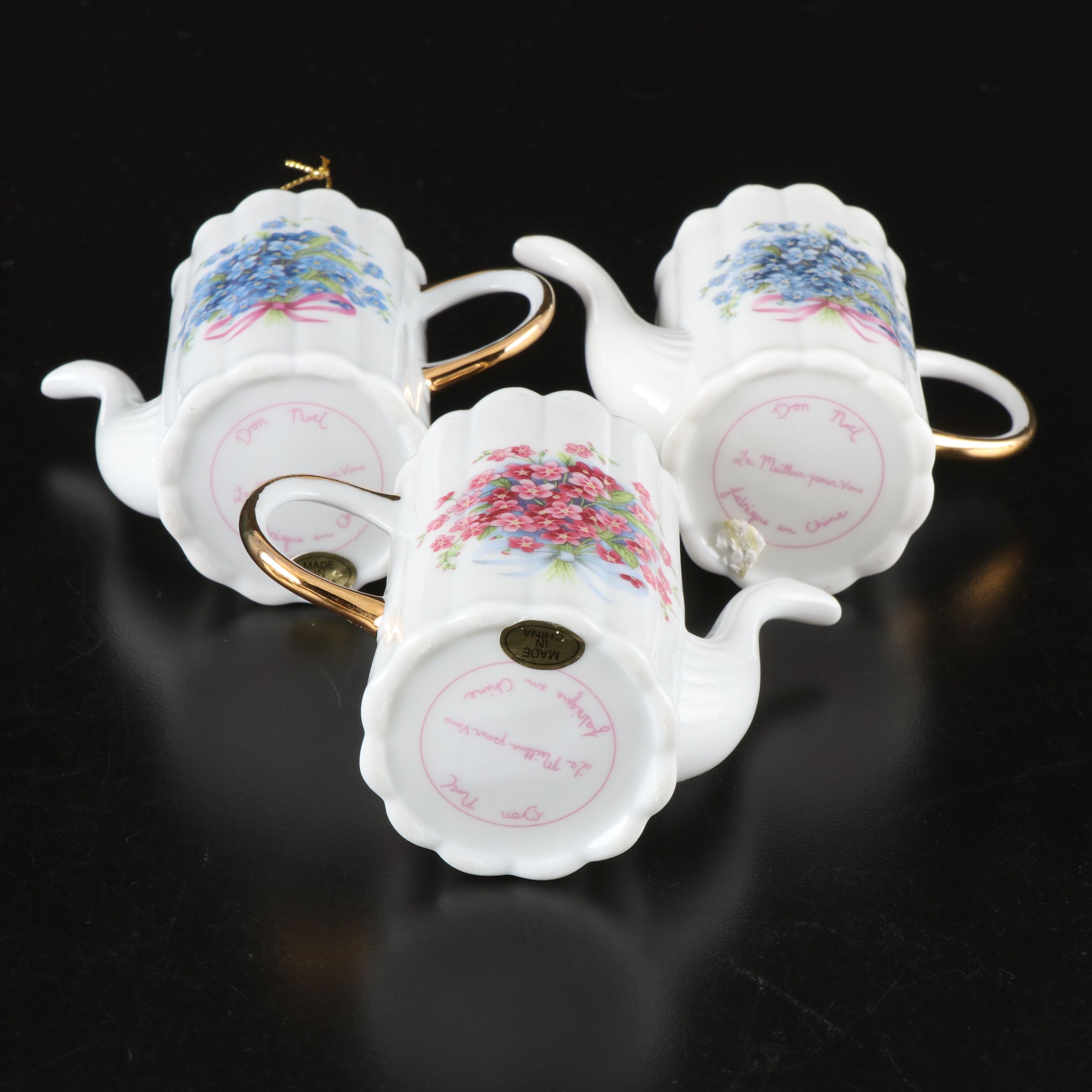 Catherine McClung Lenox Cardinal and Other Diminutive Teapot Ornaments