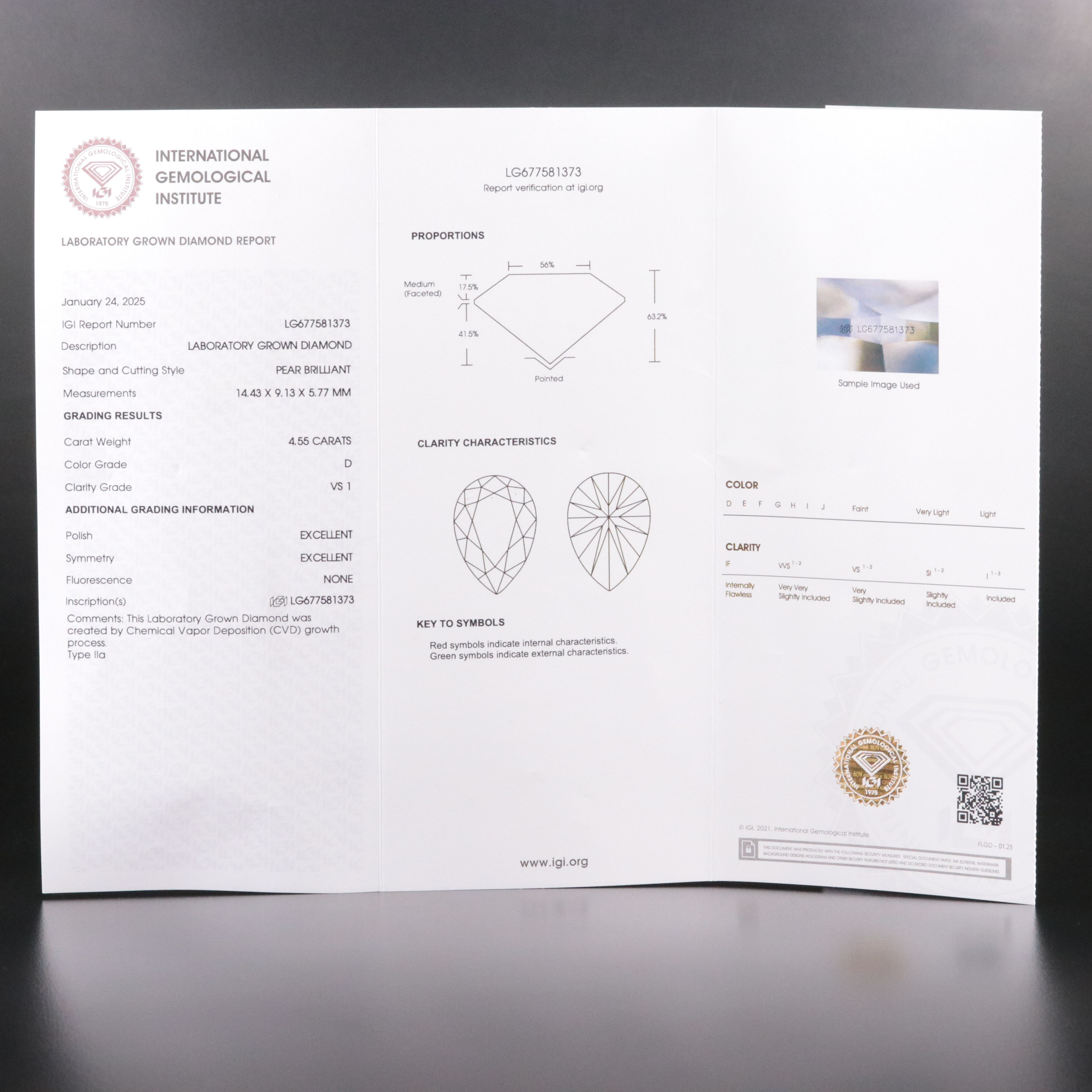 Platinum 4.55 CT Lab Grown Diamond Solitaire Ring with IGI Report