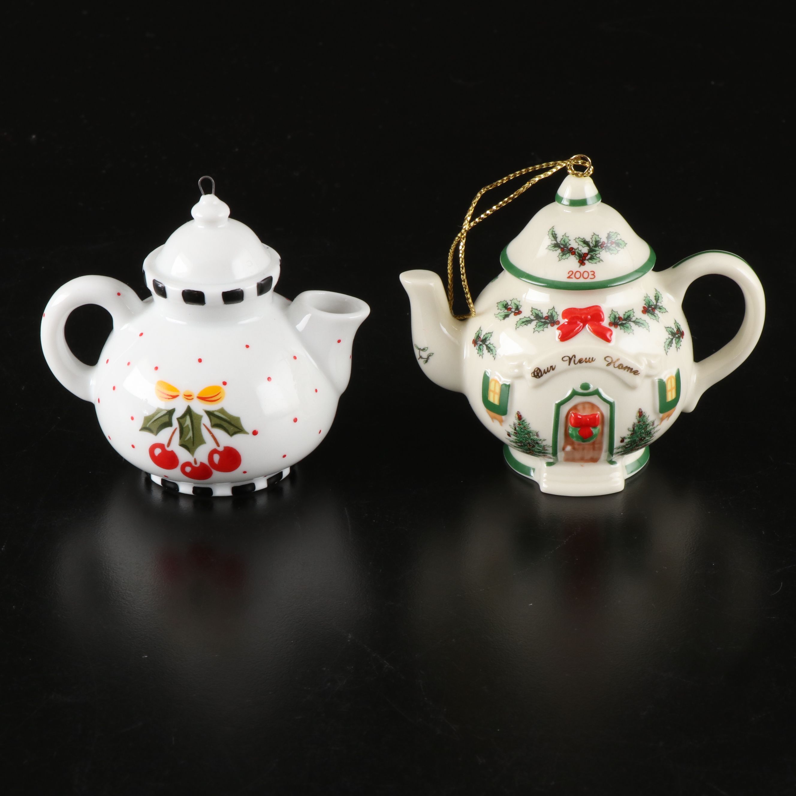 Catherine McClung Lenox Cardinal and Other Diminutive Teapot Ornaments