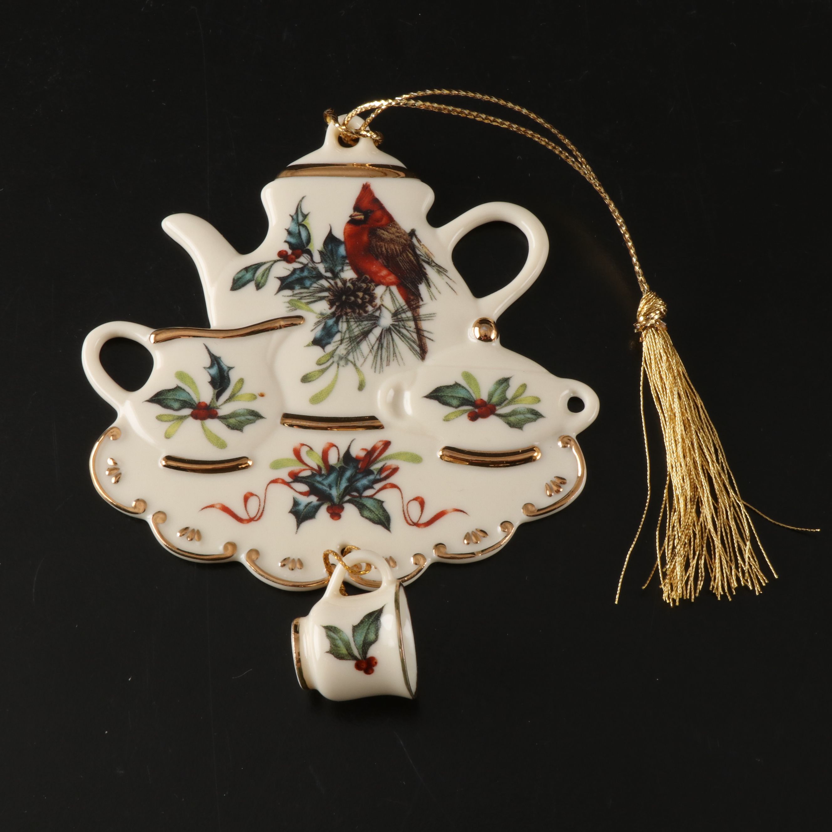 Catherine McClung Lenox Cardinal and Other Diminutive Teapot Ornaments