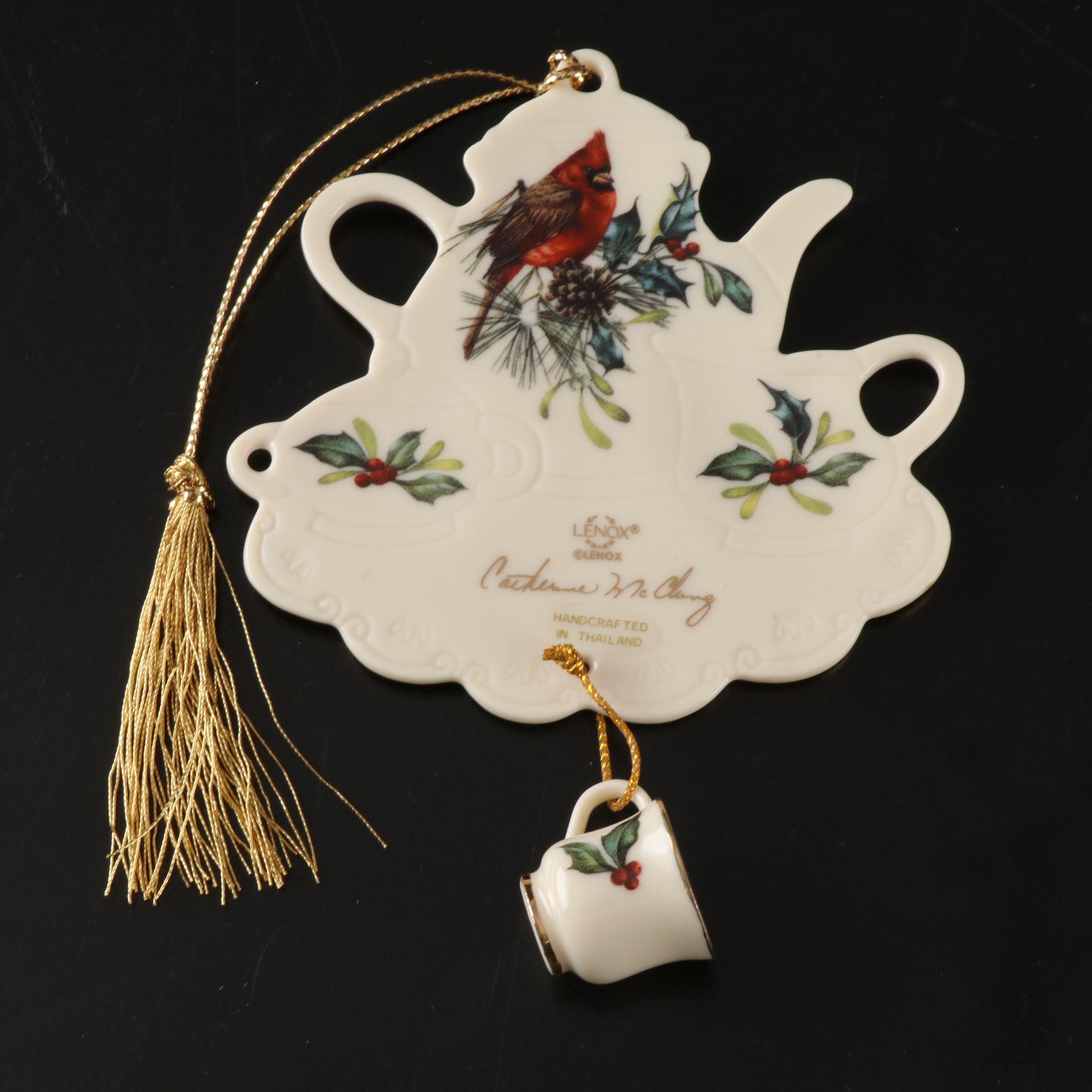 Catherine McClung Lenox Cardinal and Other Diminutive Teapot Ornaments