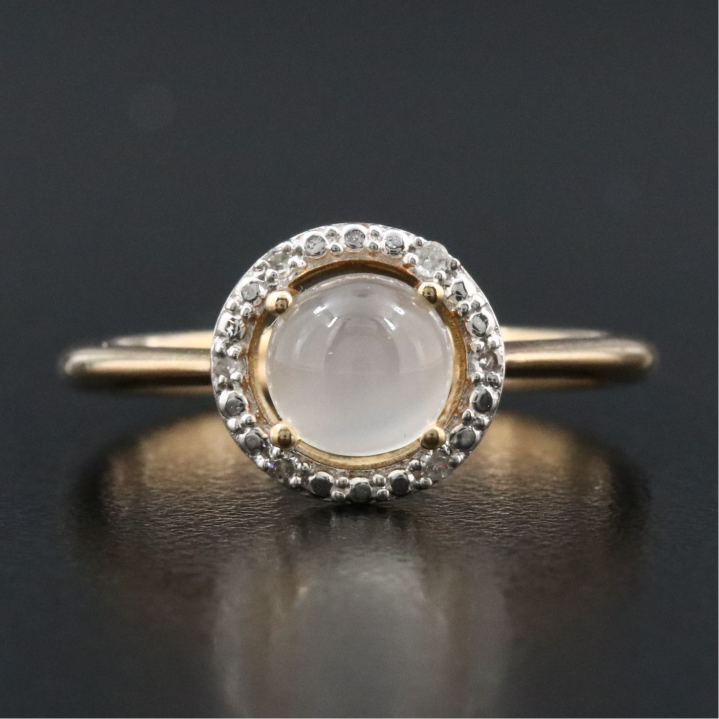 10K Moonstone and Diamond Ring
