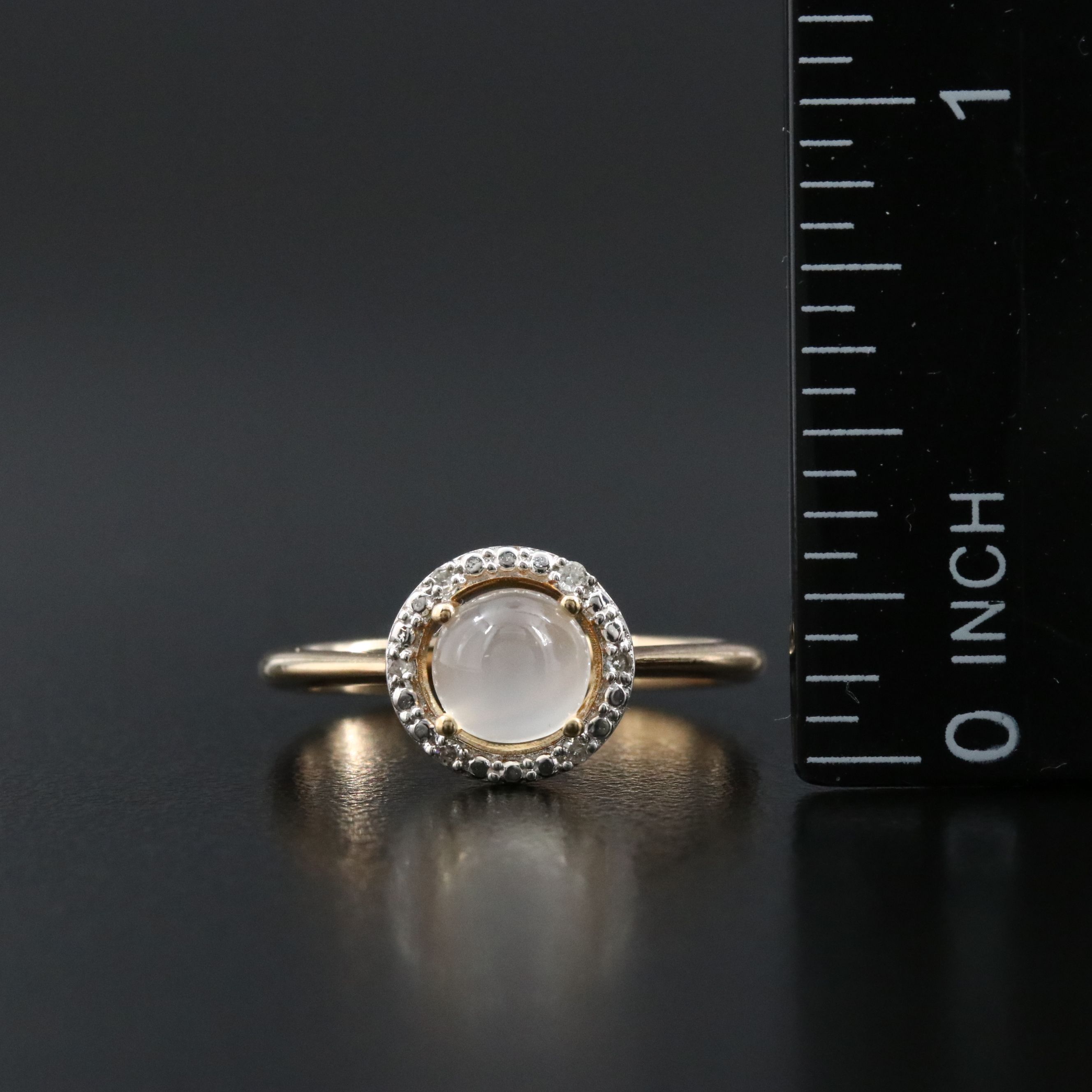 10K Moonstone and Diamond Ring