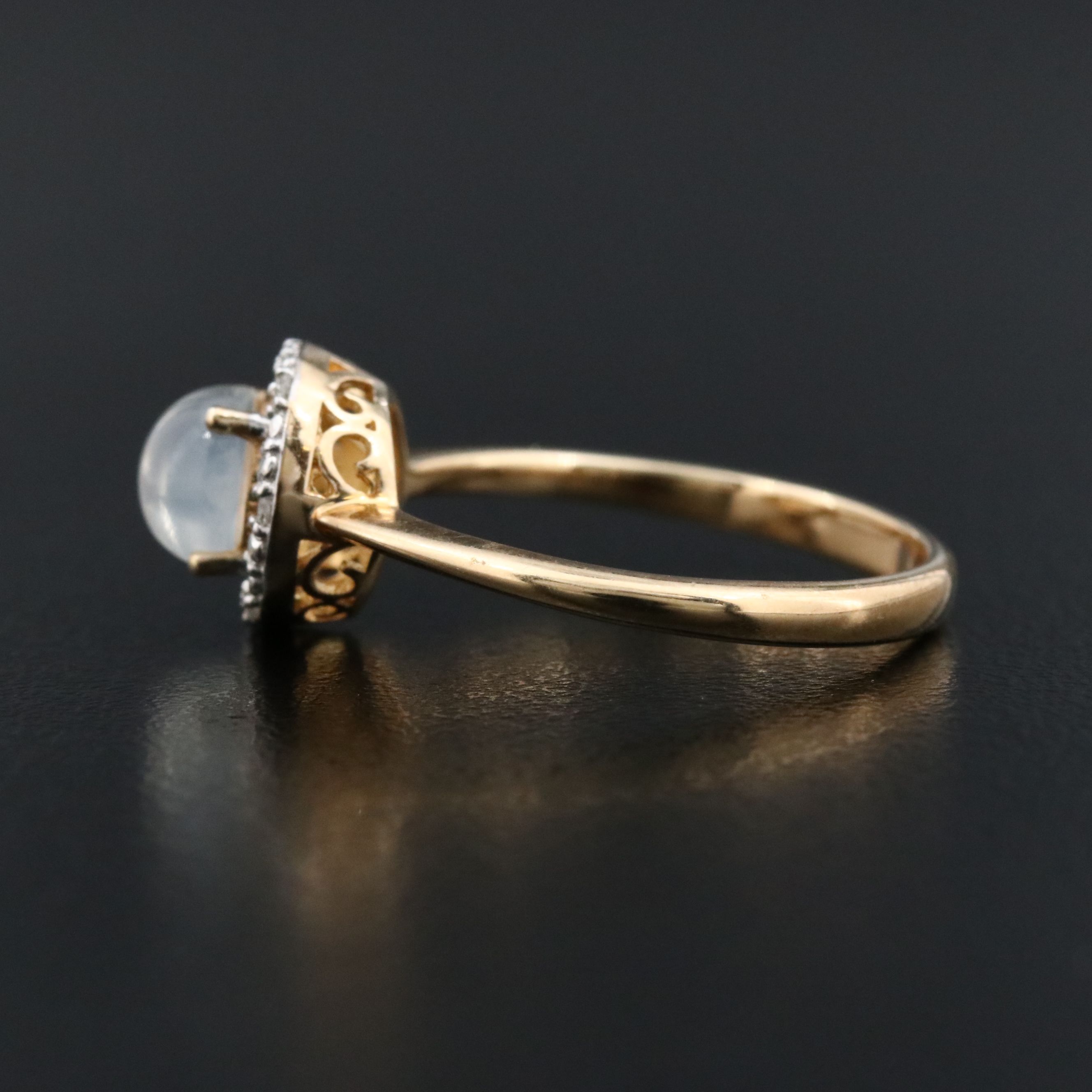 10K Moonstone and Diamond Ring