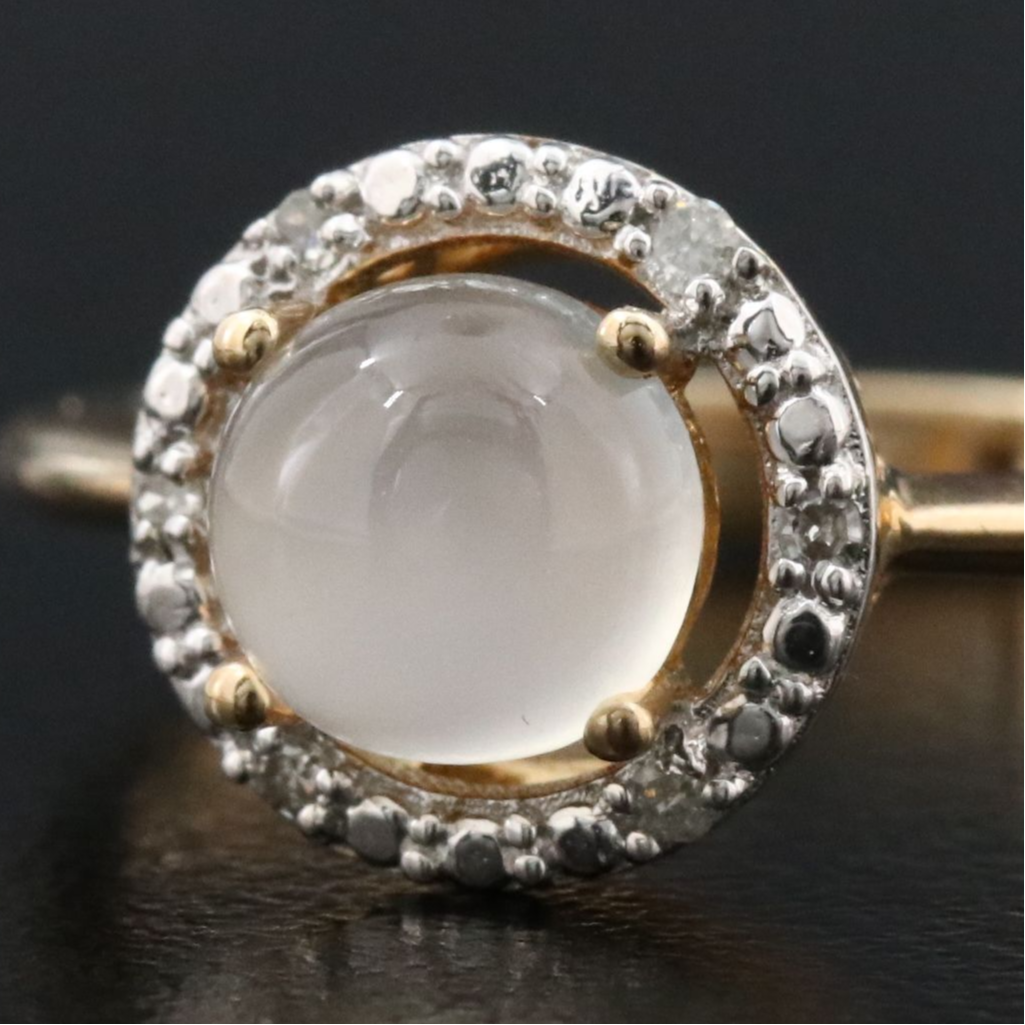 10K Moonstone and Diamond Ring