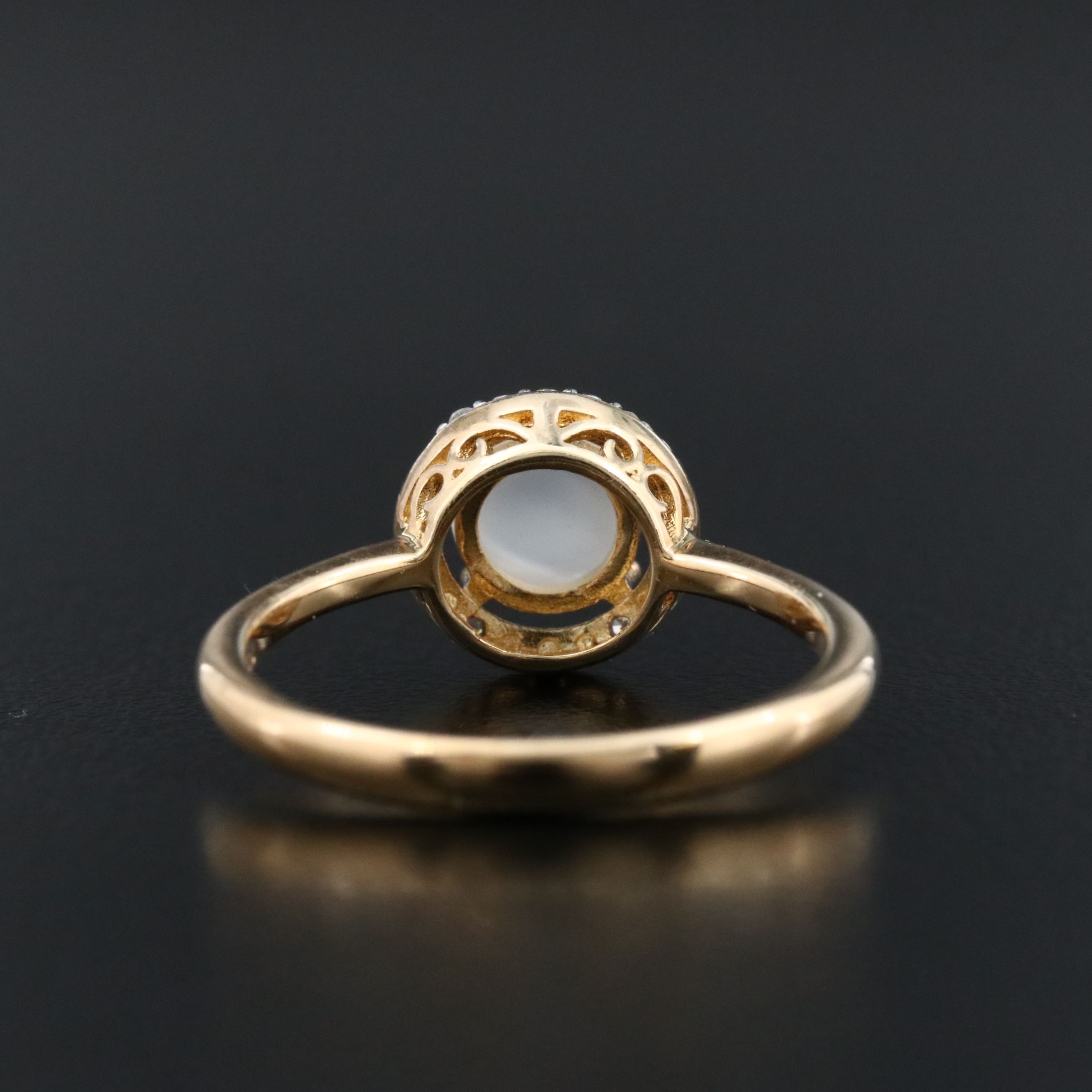 10K Moonstone and Diamond Ring