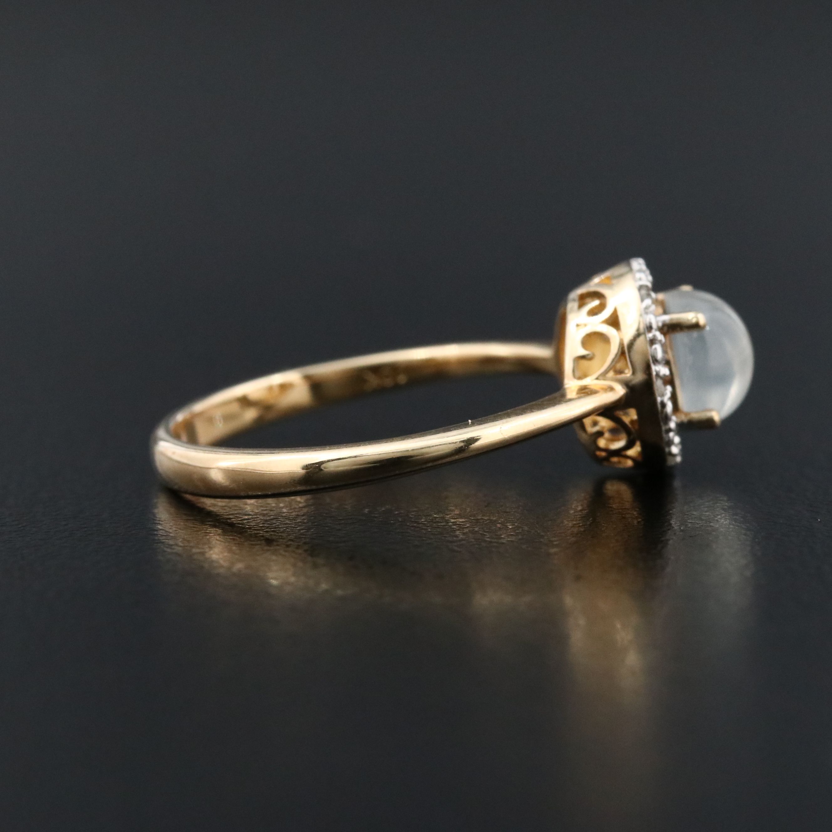 10K Moonstone and Diamond Ring