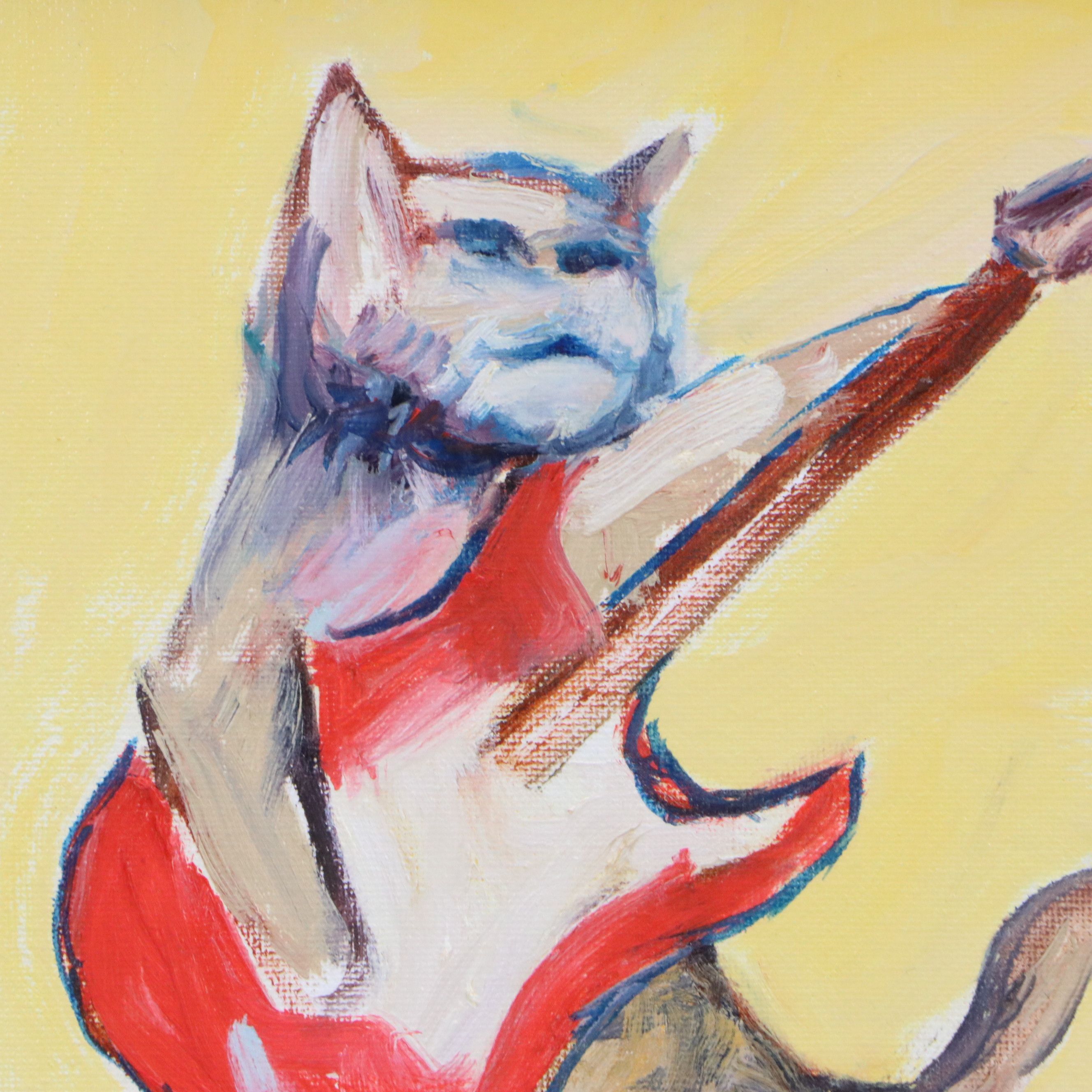 Andrew Semberecki Oil Painting "Cat Guitarist," 2025