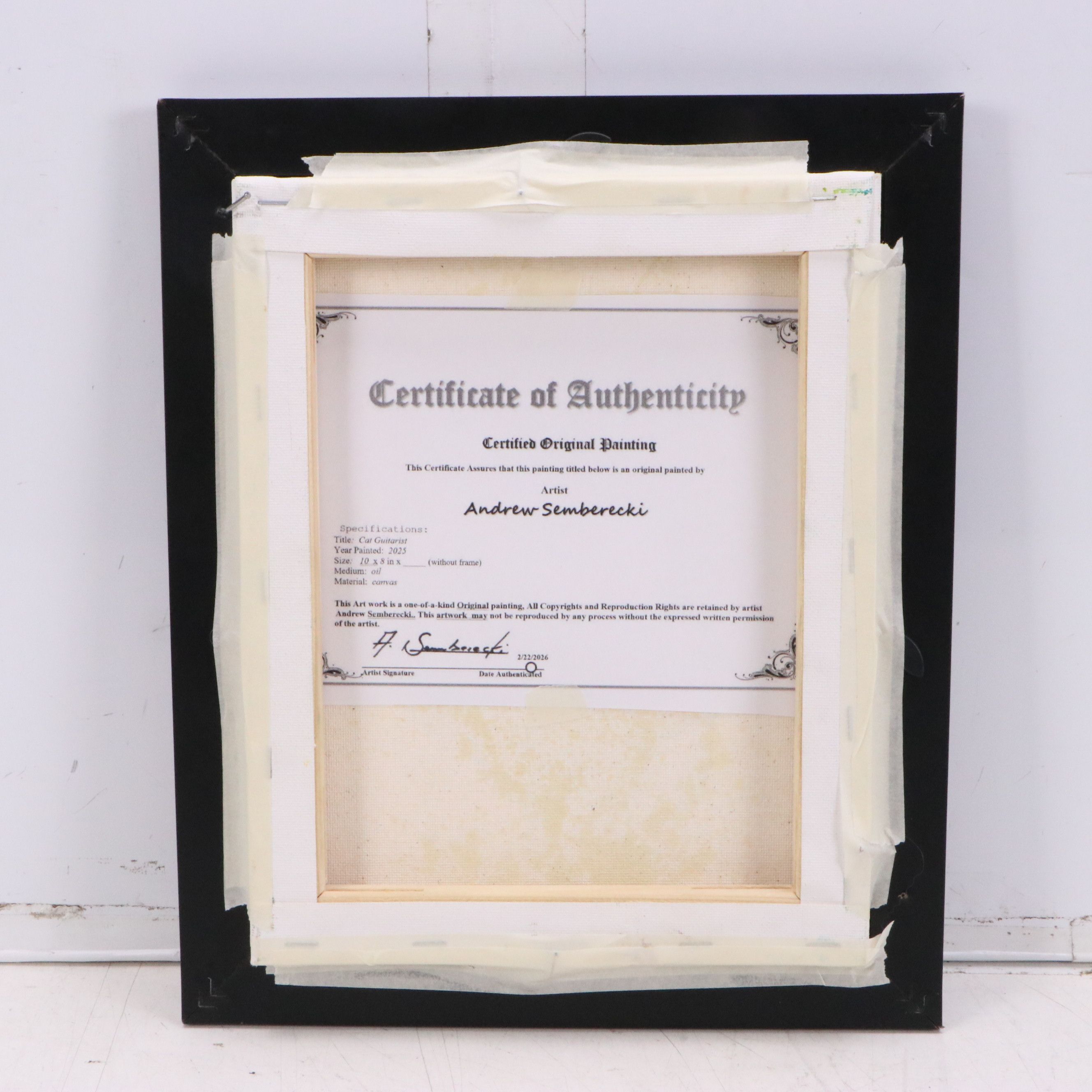 Andrew Semberecki Oil Painting "Cat Guitarist," 2025