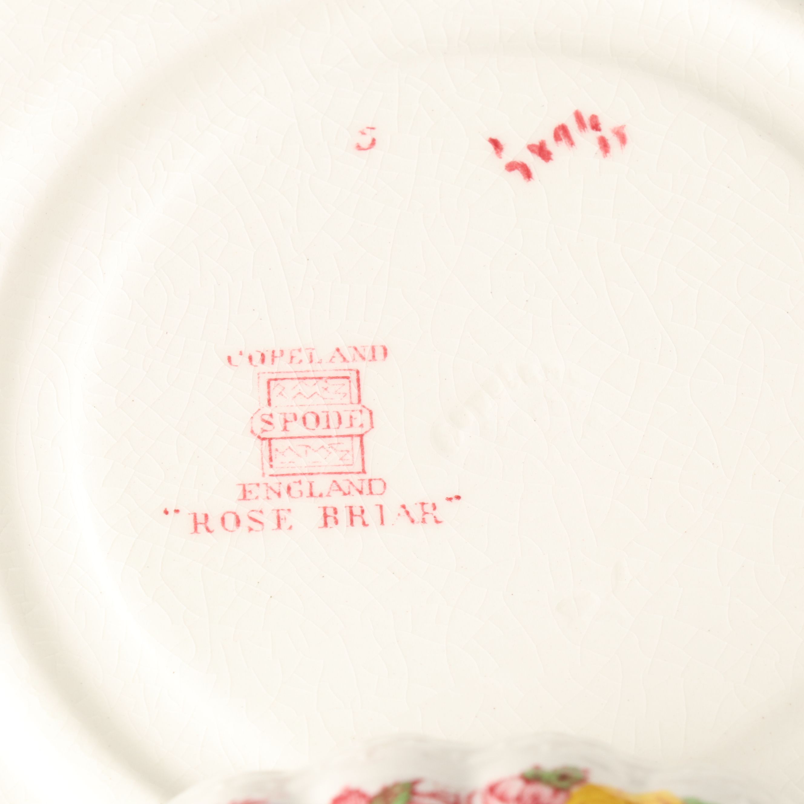 Copeland Spode "Rose Briar" Earthenware Flat Cream Soup Bowls and Saucers