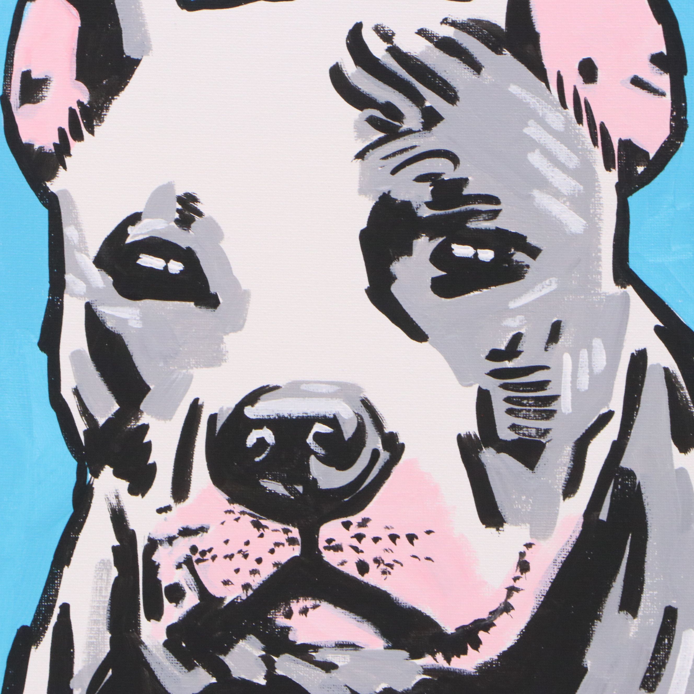 Jeff Clark, Jr. Acrylic Painting "Gray Pit Bull," 2026
