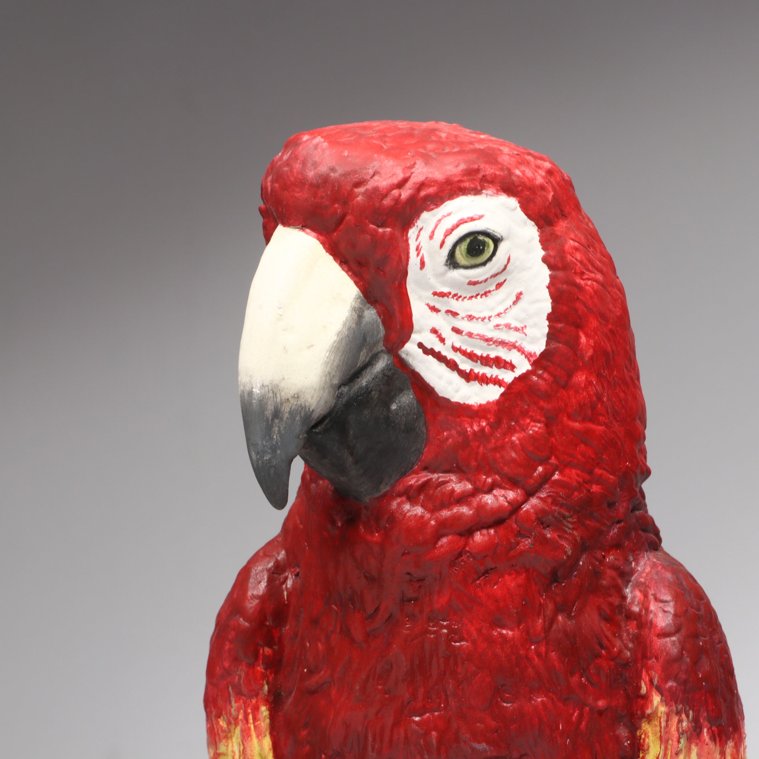 The Townsends' Ceramic Scarlet Macaw Figure with Hanging Metal Perch