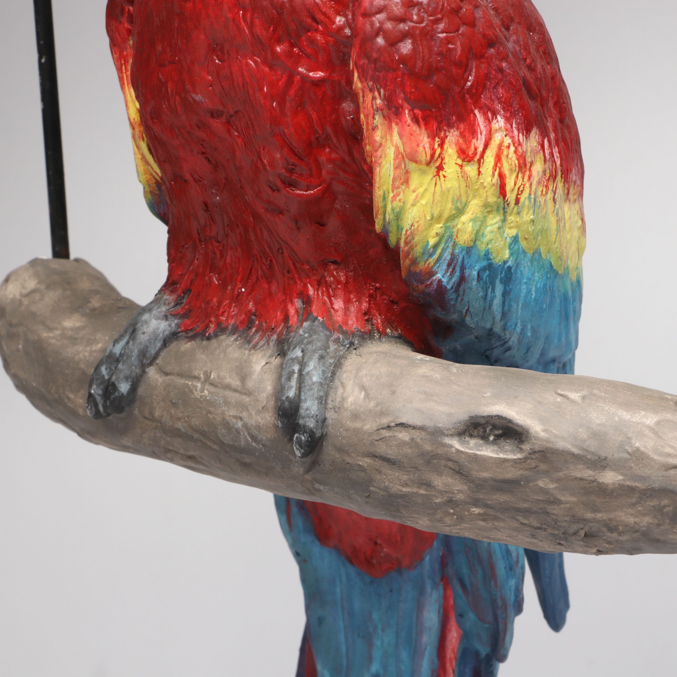 The Townsends' Ceramic Scarlet Macaw Figure with Hanging Metal Perch