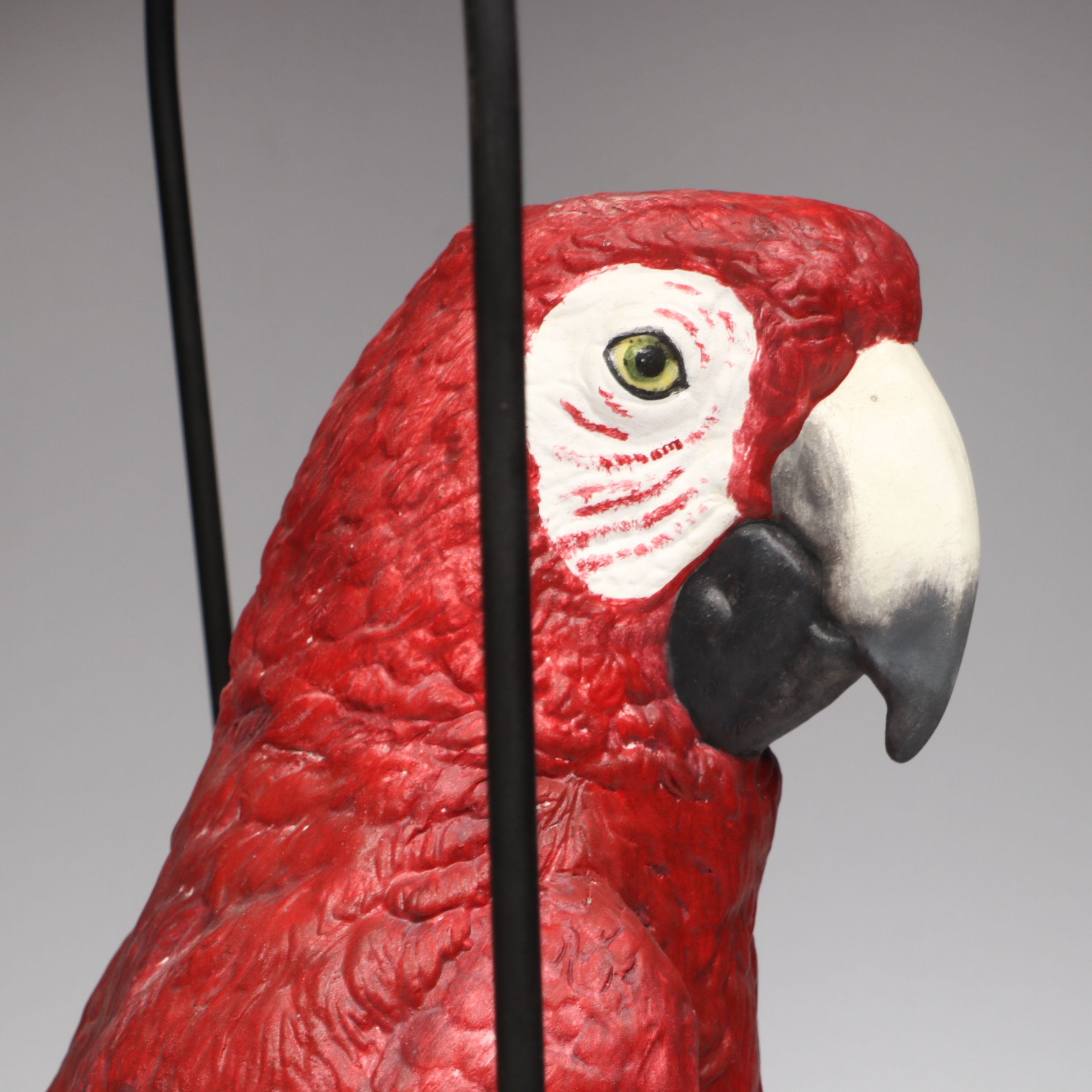 The Townsends' Ceramic Scarlet Macaw Figure with Hanging Metal Perch