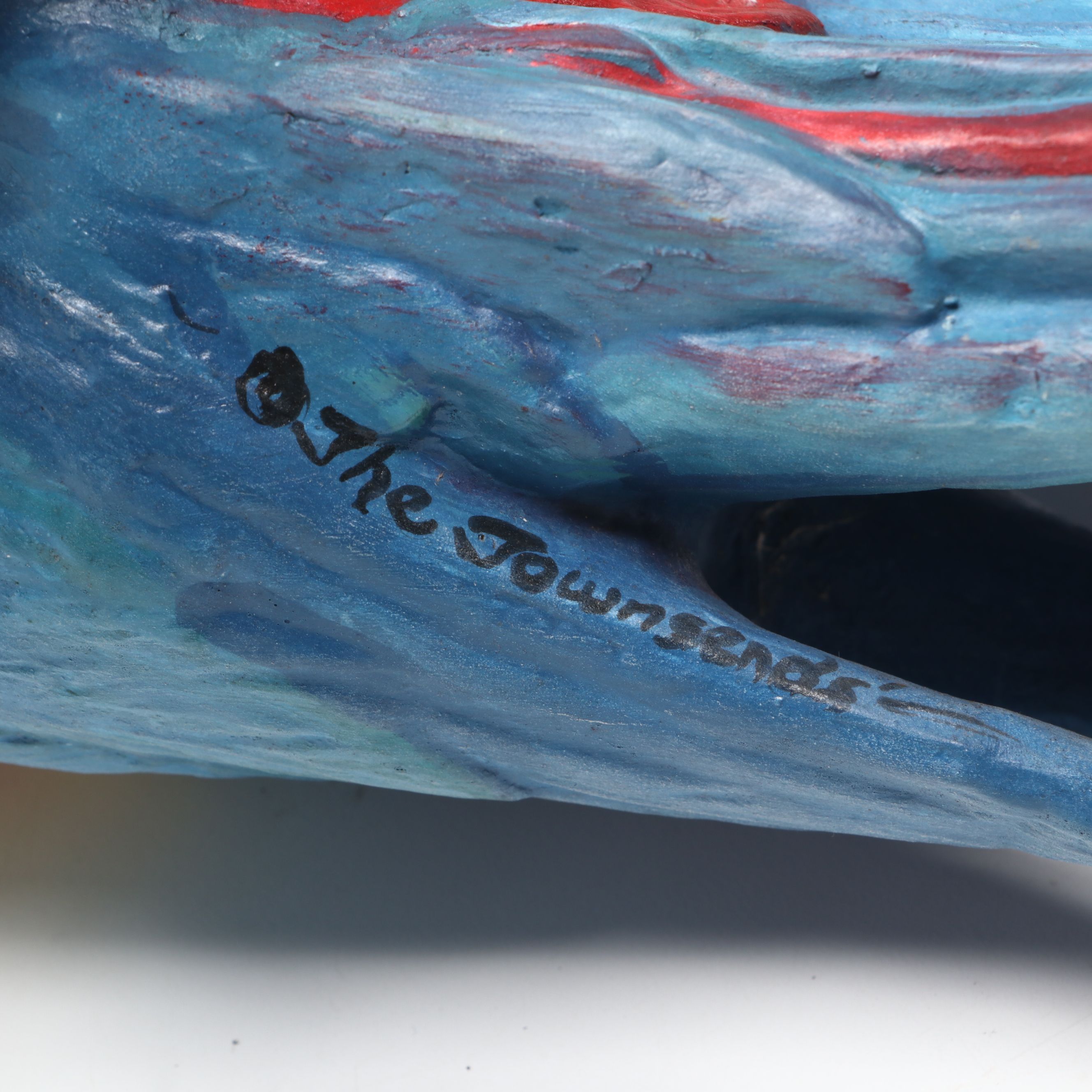 The Townsends' Ceramic Scarlet Macaw Figure with Hanging Metal Perch