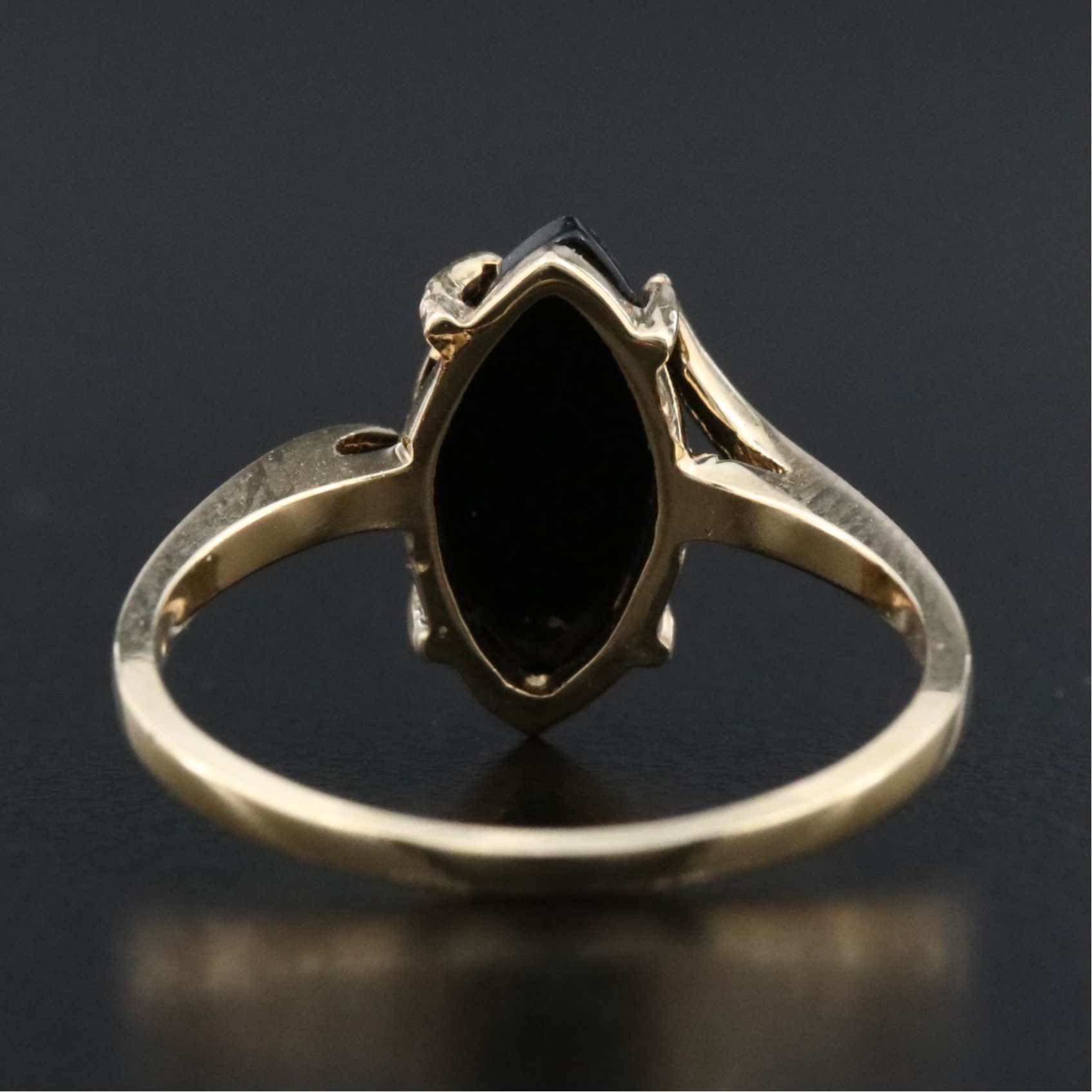 14K Black Onyx and Diamond Vine Ring