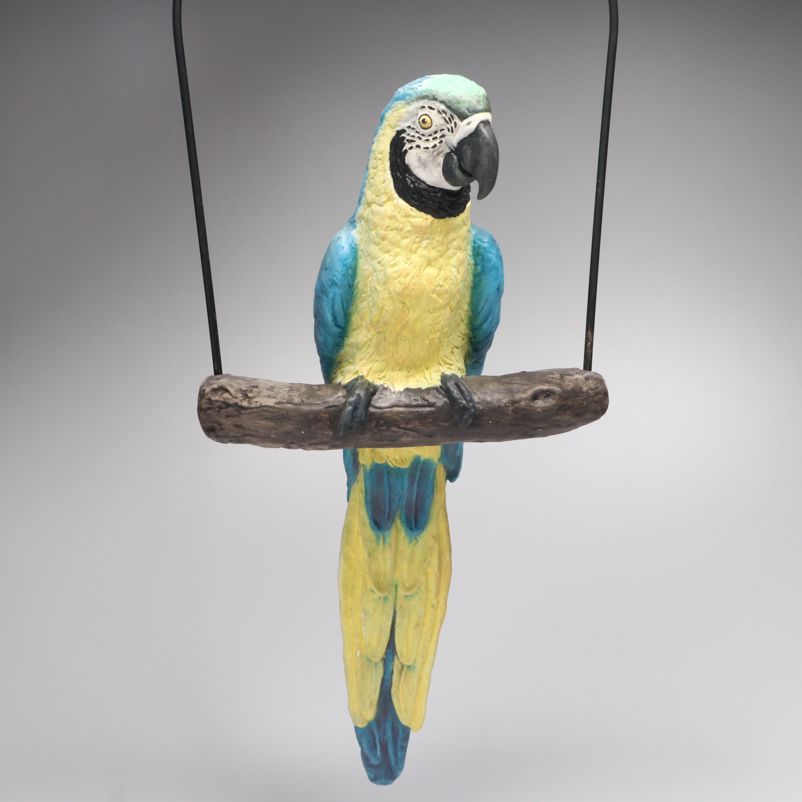 The Townsends' Ceramic Macaw Figure with Hanging Metal Perch