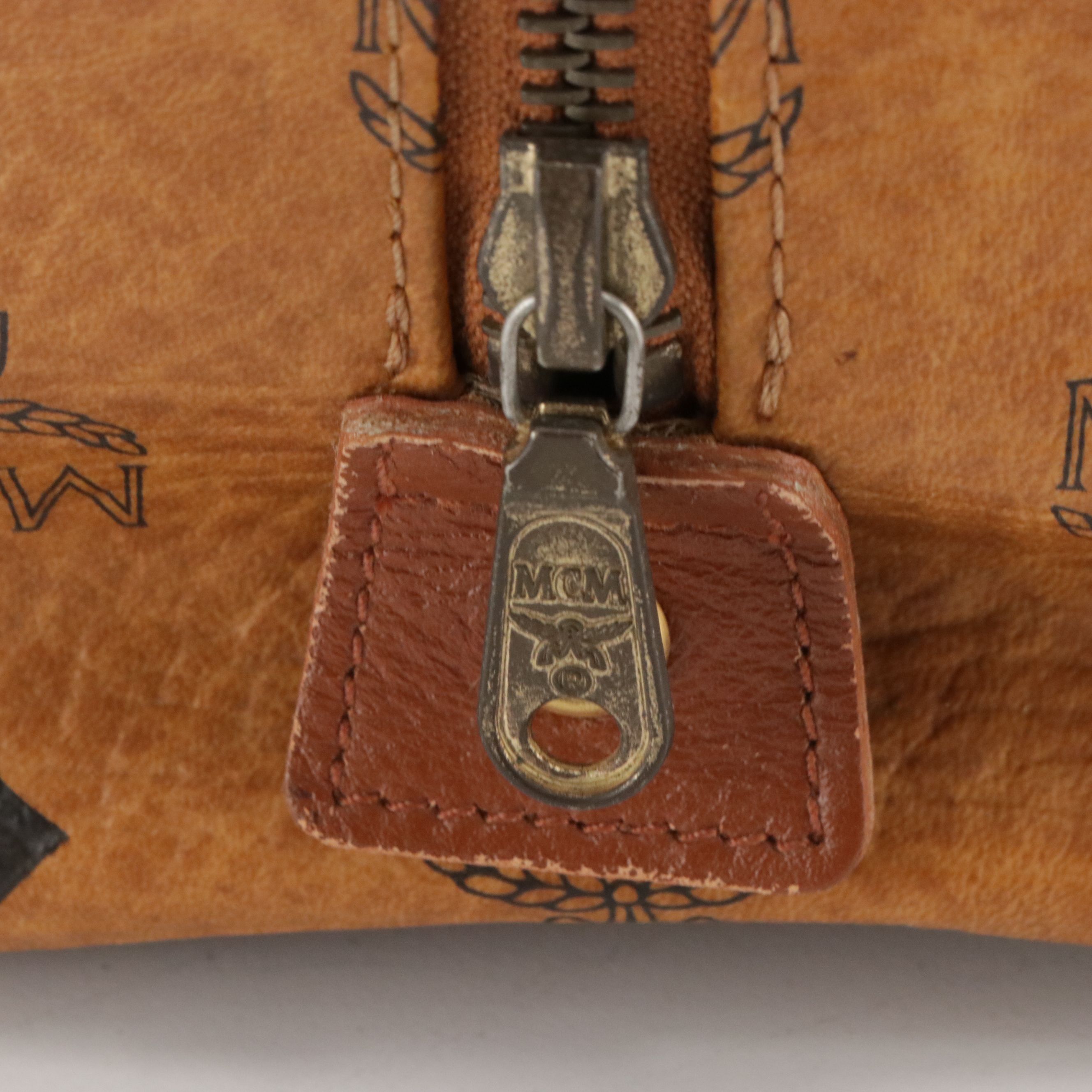 MCM Boston Bag Satchel in Cognac Visetos Canvas with Leather Trim