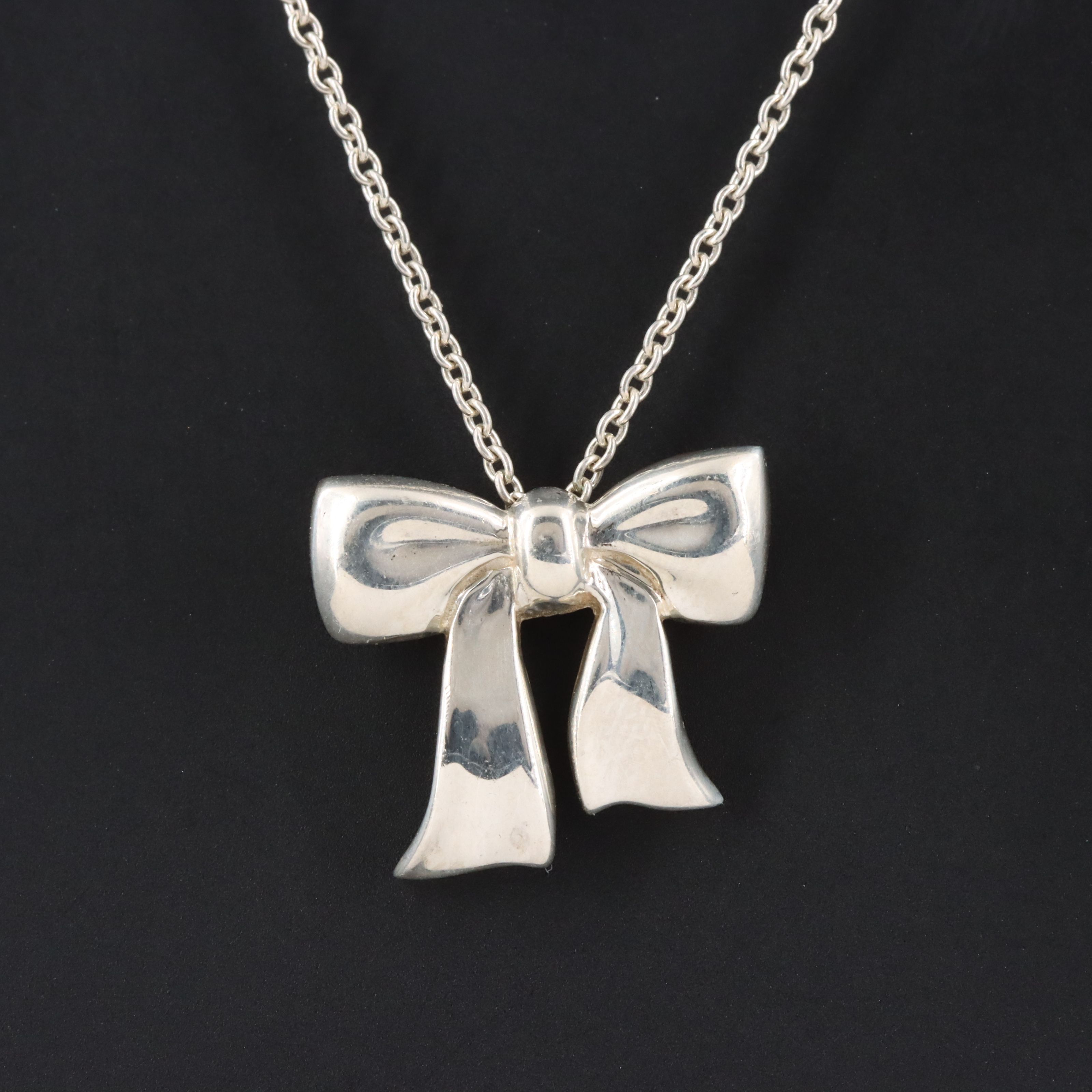 Tiffany & Co. Sterling Ribbon Bow Necklace