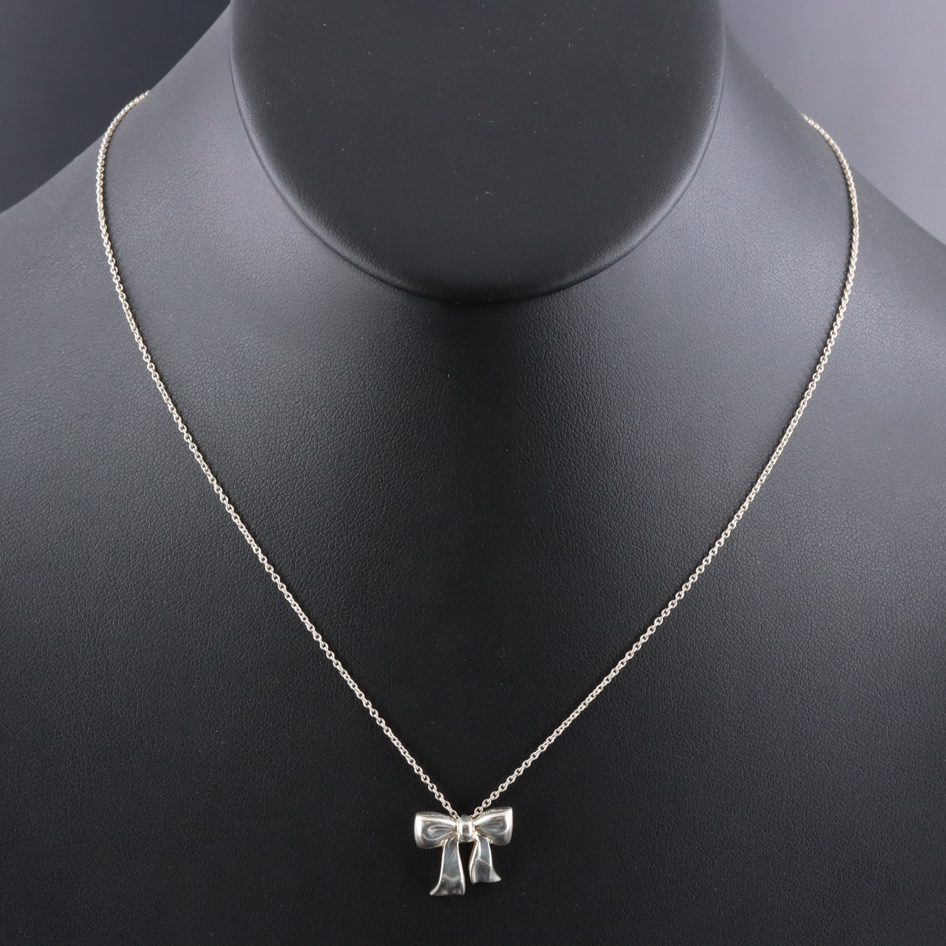Tiffany & Co. Sterling Ribbon Bow Necklace