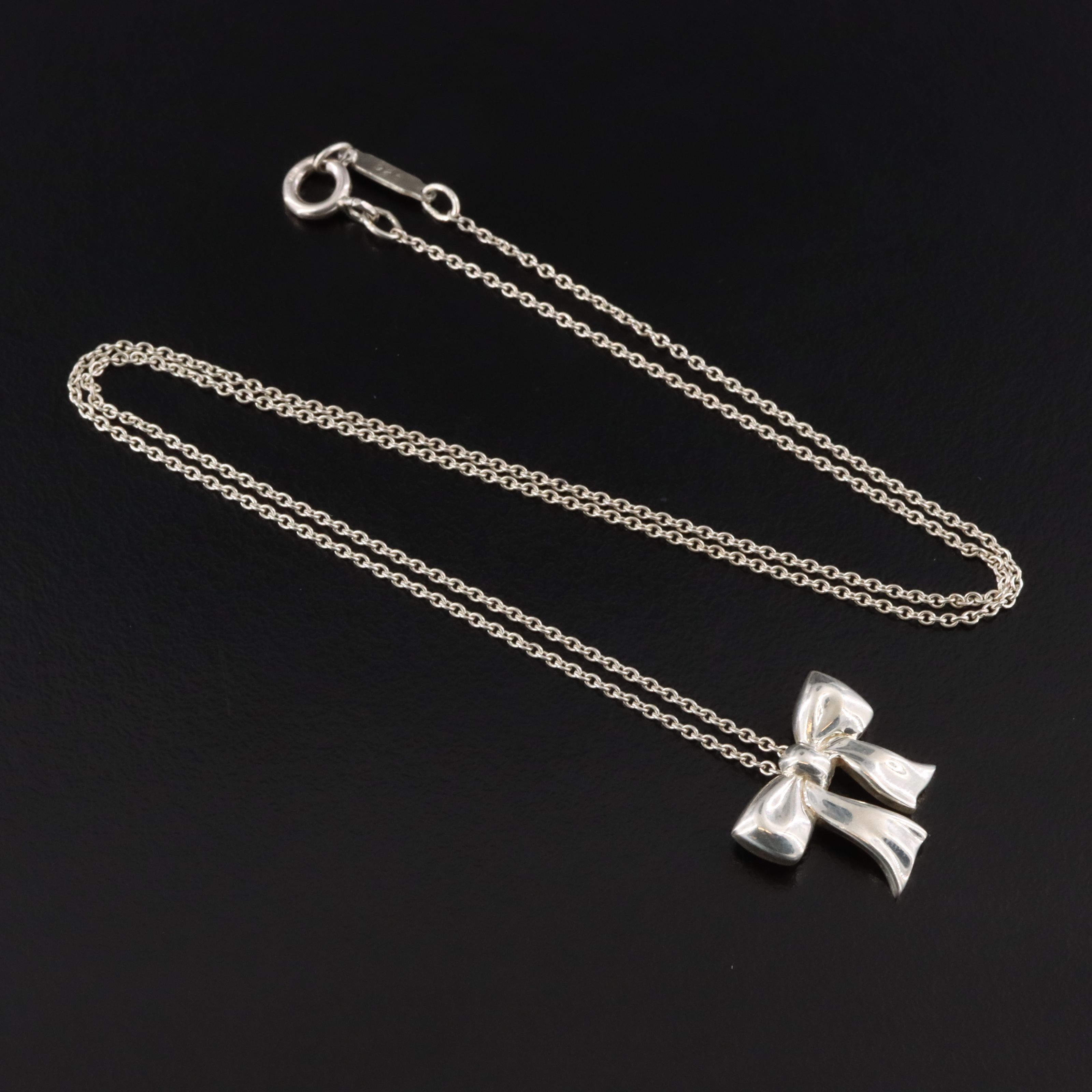 Tiffany & Co. Sterling Ribbon Bow Necklace