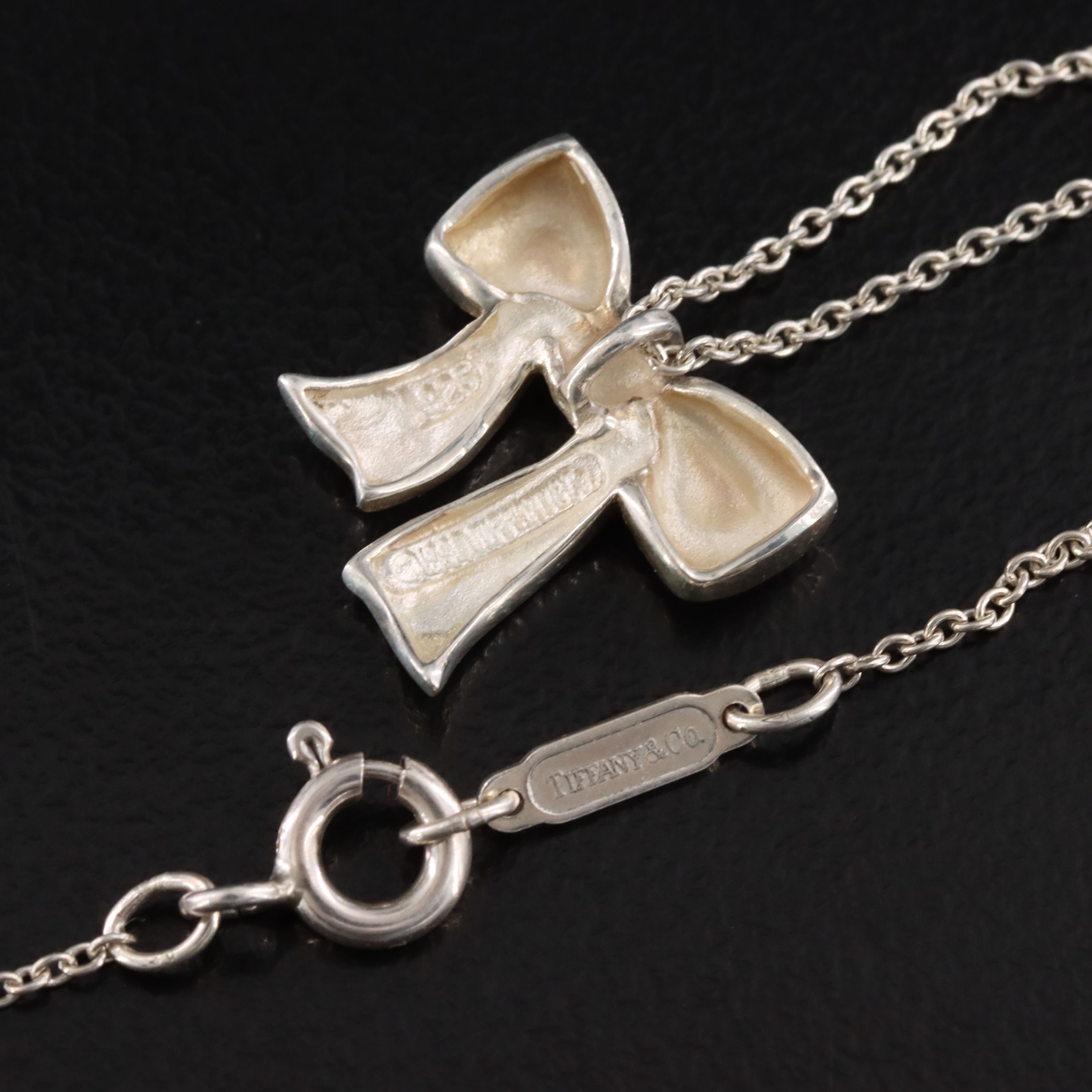Tiffany & Co. Sterling Ribbon Bow Necklace