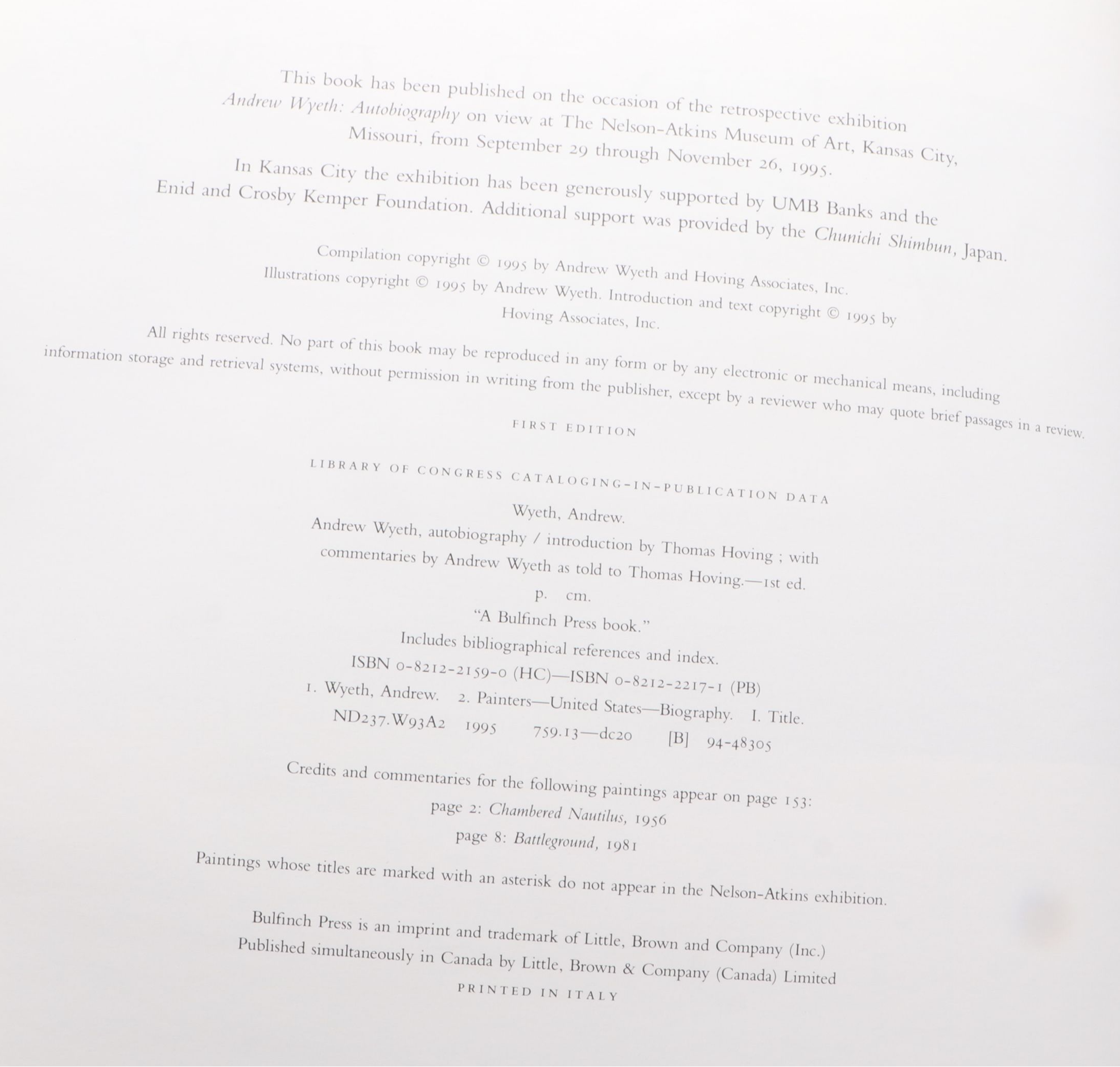 First Edition "Andrew Wyeth Autobiography" with More Wyeth Family Art Books