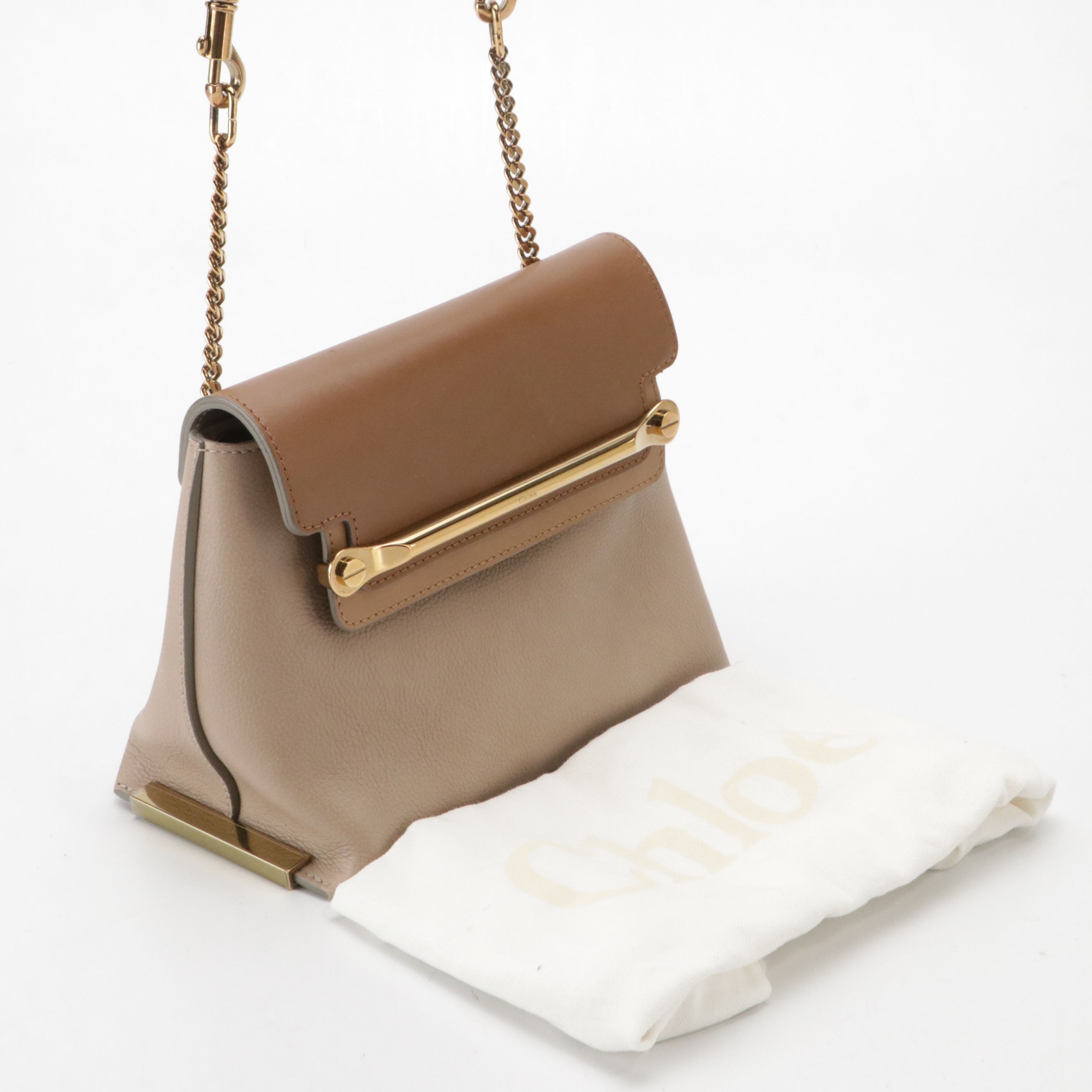 Chloé Clare Crossbody Bag in Tricolor Brown Calfskin Leather