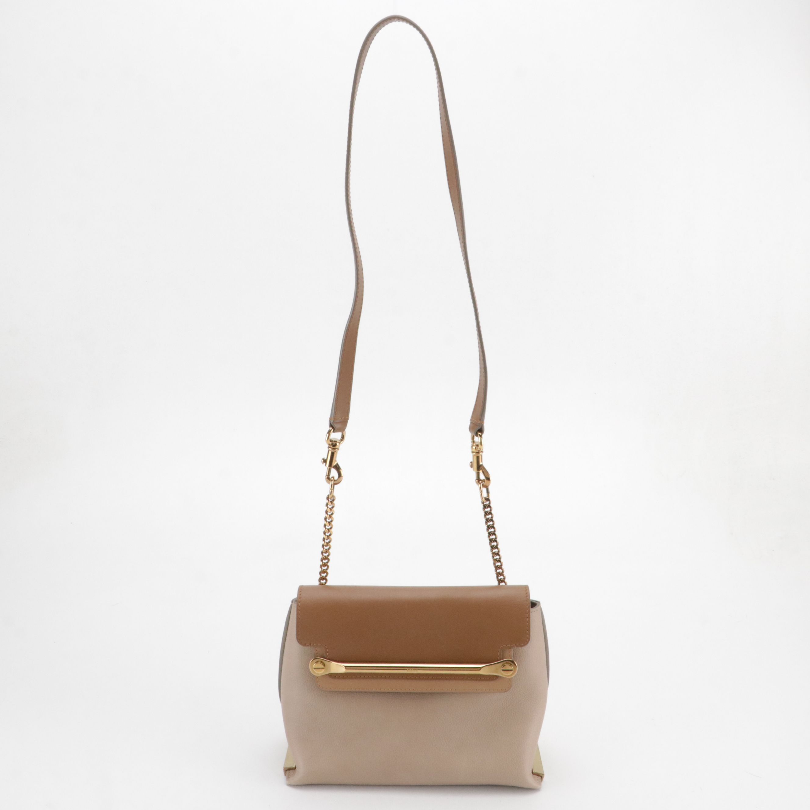 Chloé Clare Crossbody Bag in Tricolor Brown Calfskin Leather
