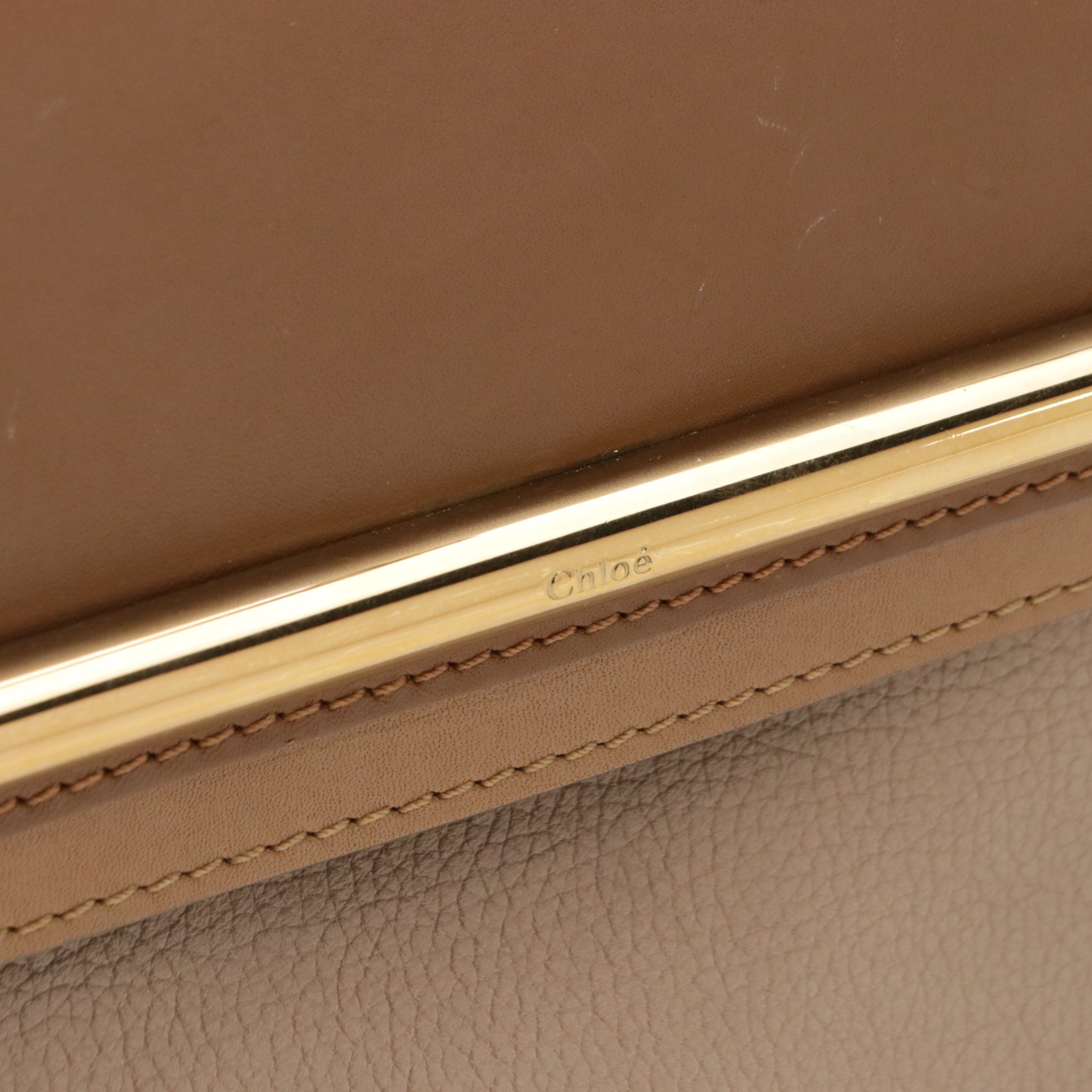 Chloé Clare Crossbody Bag in Tricolor Brown Calfskin Leather