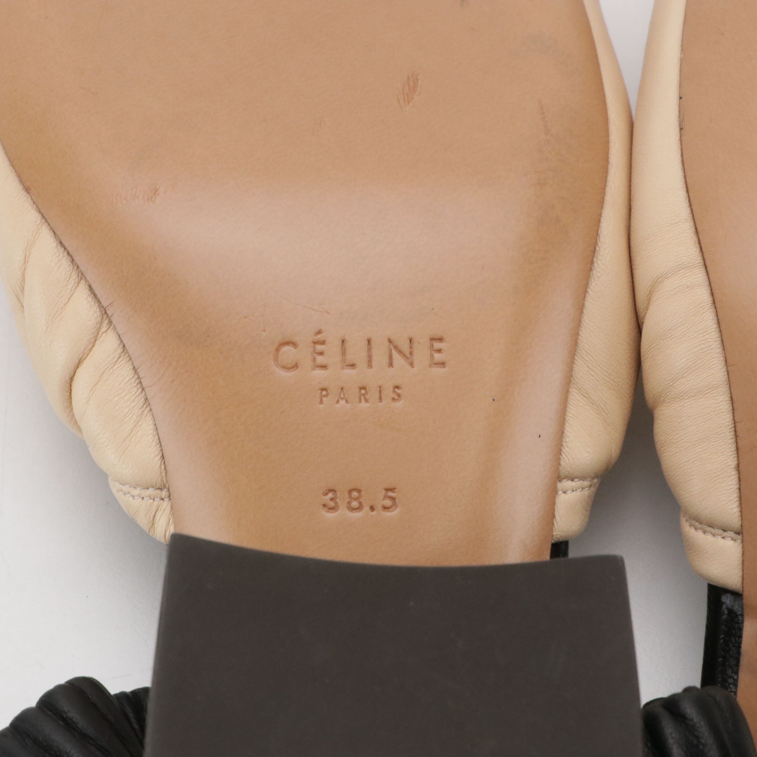 Céline Bicolor Lambskin Leather Block Heel Mules