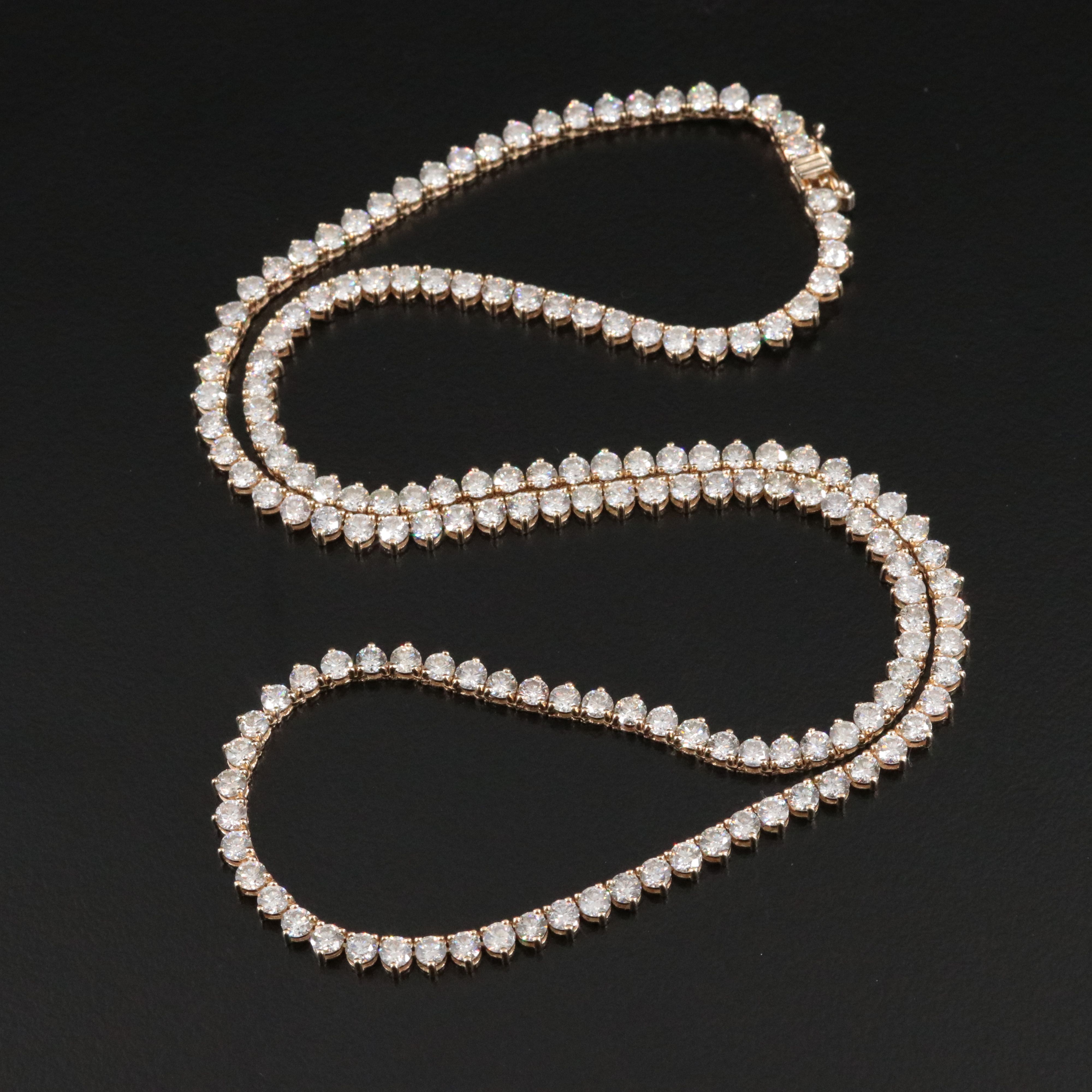 14K 10.01 CTW Diamond Rivière Necklace with IGI Jewelry Report