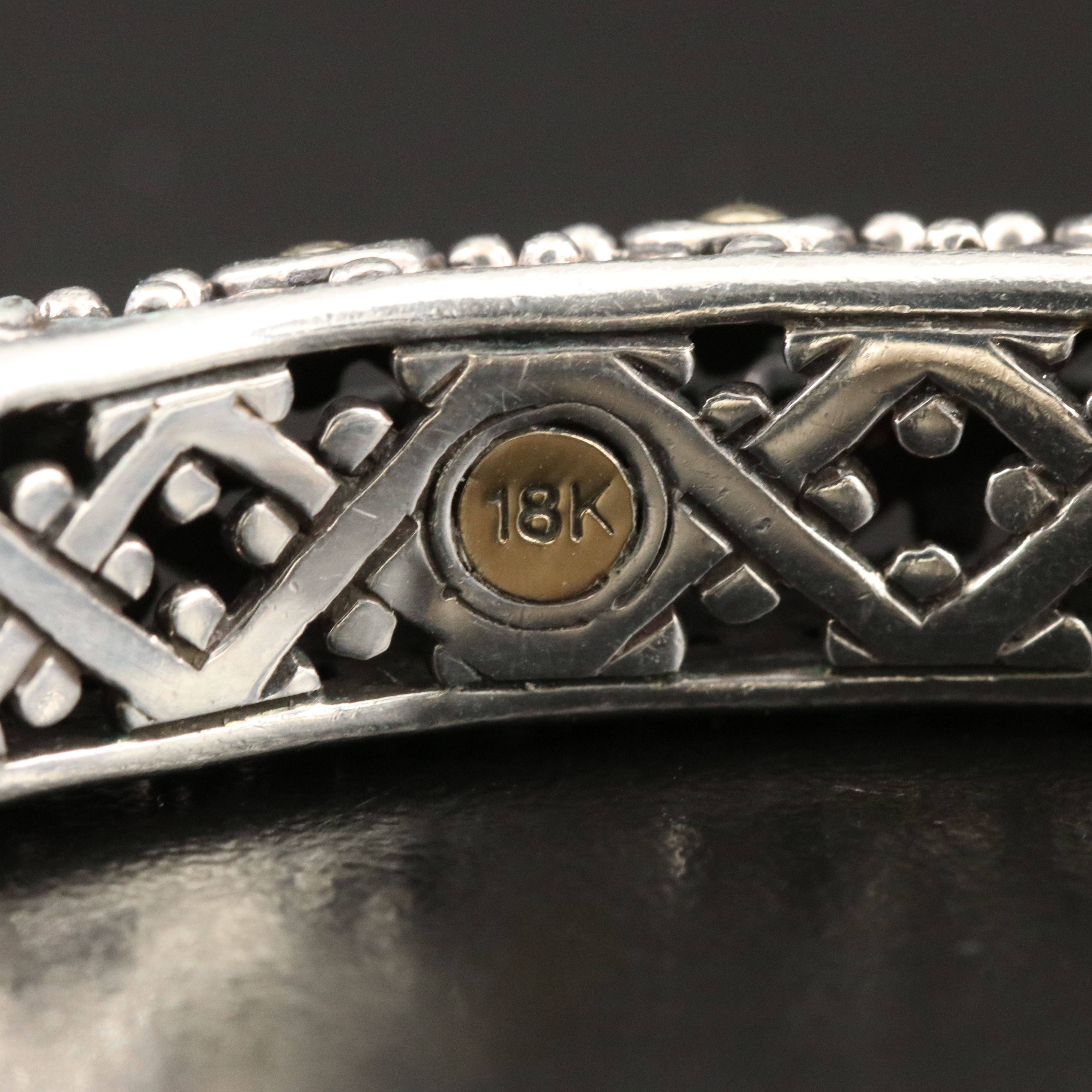 John Hardy Jaisalmer Dot Sterling, 18K and Pearl Hinged Cuff Bracelet