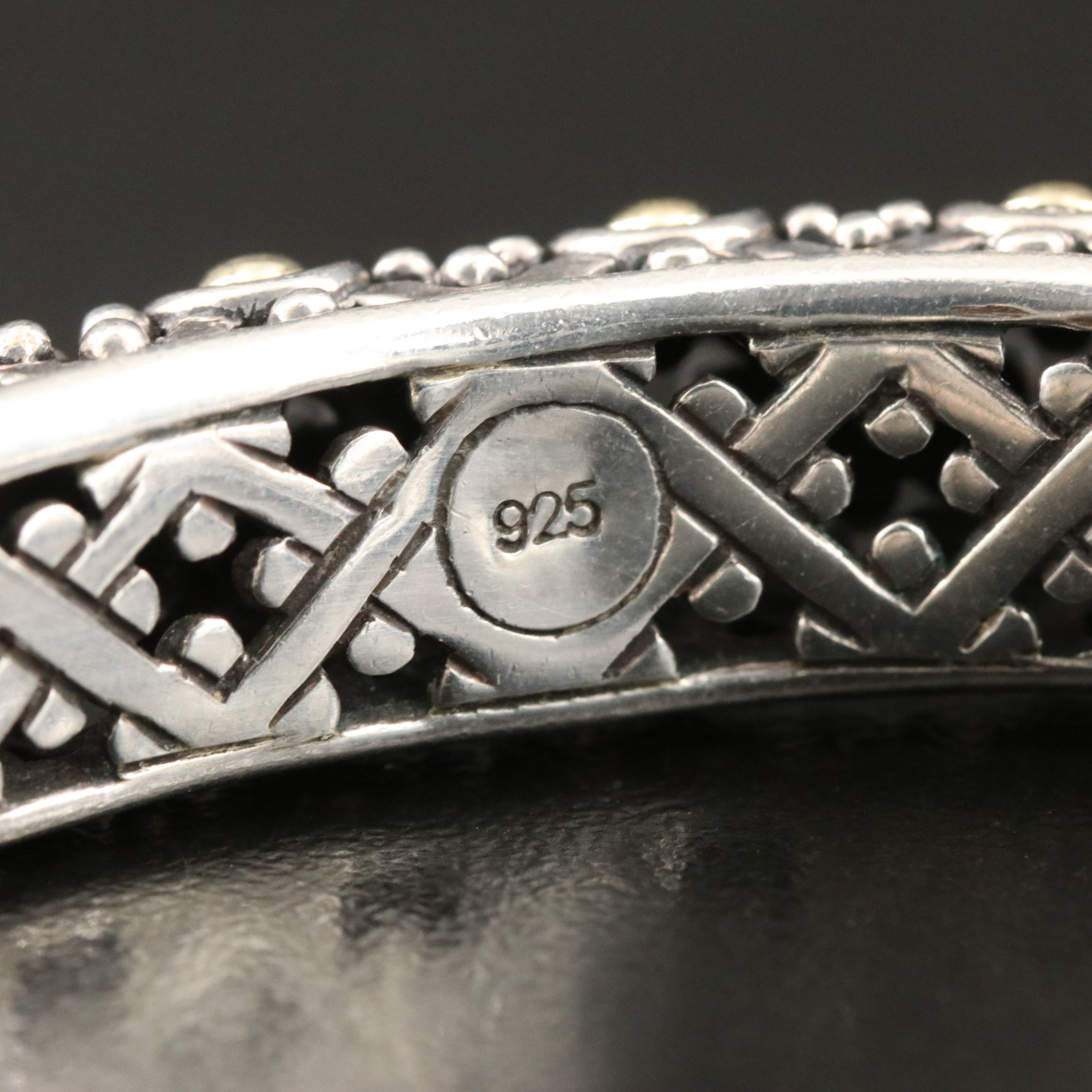 John Hardy Jaisalmer Dot Sterling, 18K and Pearl Hinged Cuff Bracelet