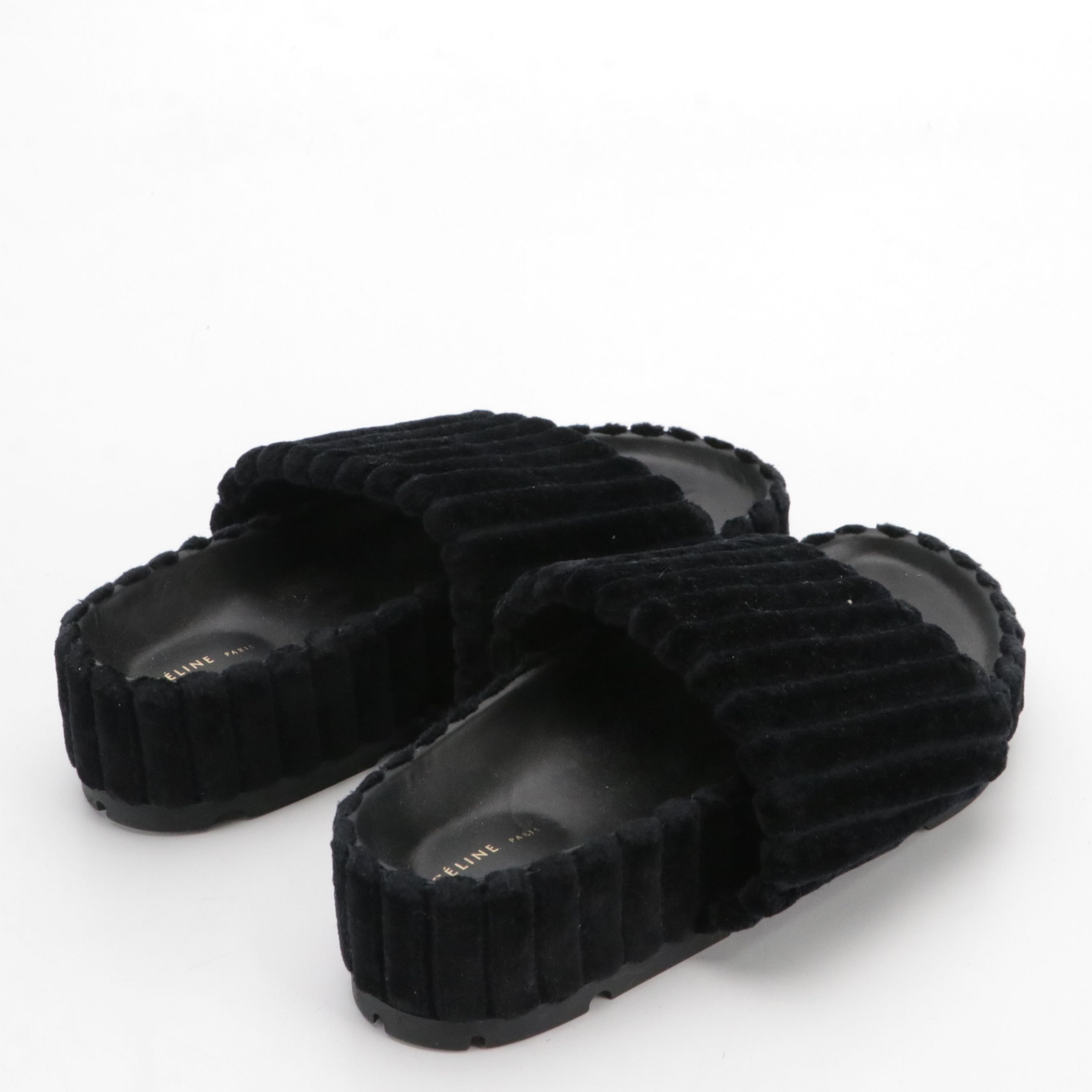 Céline Ribbed Velvet Sandals