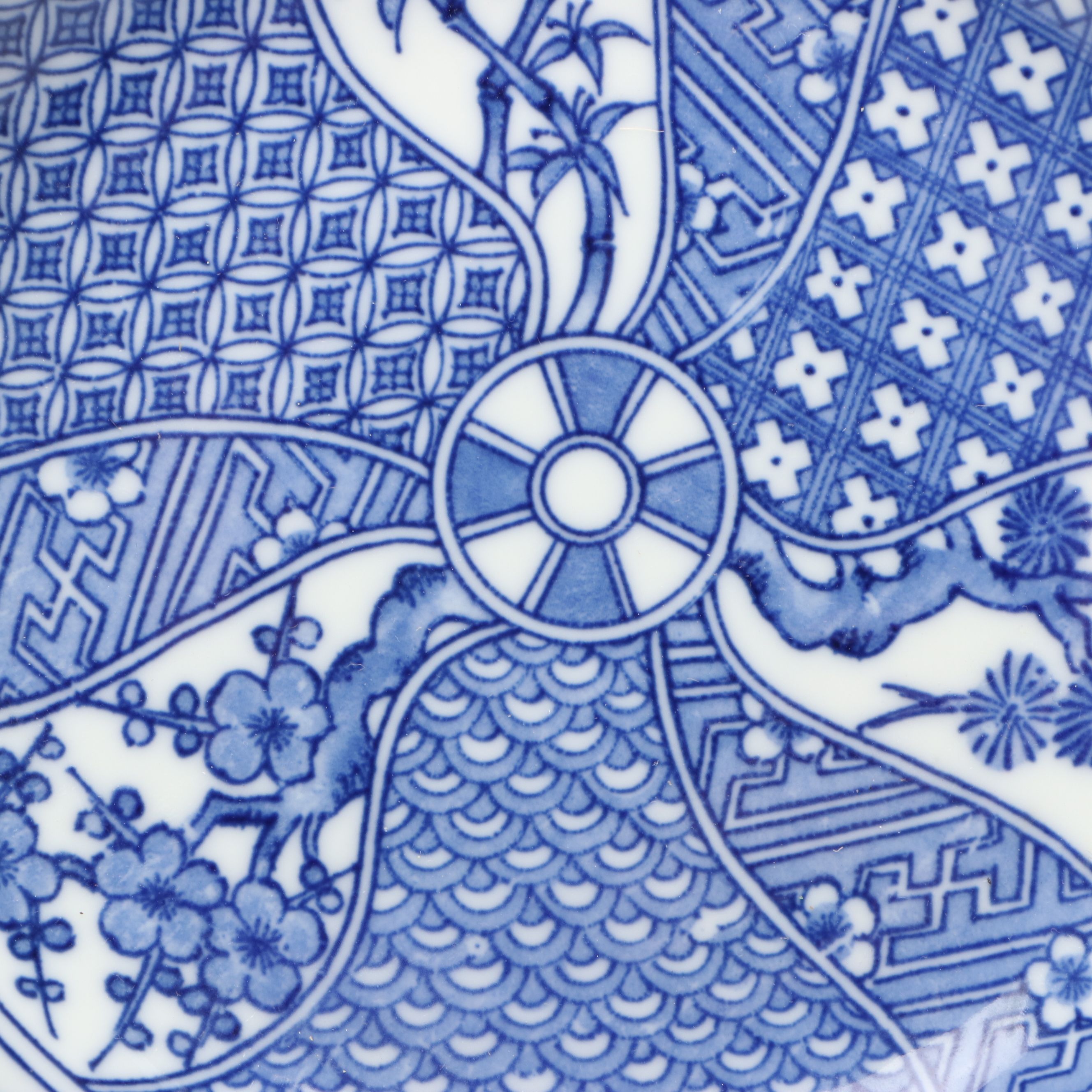 Japanese Arita Ware Blue and White Porcelain Shallow Bowls and Saucer