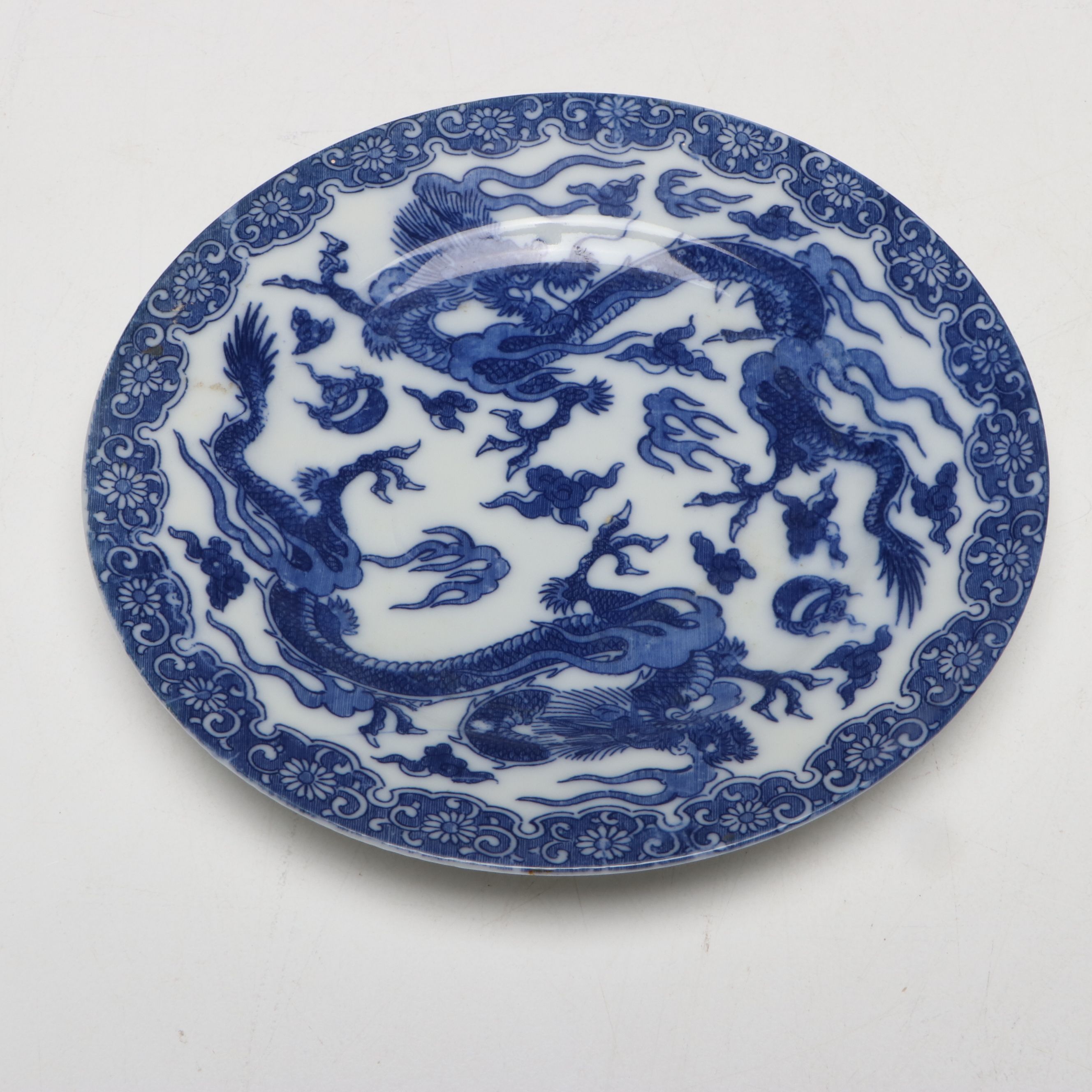 Japanese Arita Ware Blue and White Porcelain Shallow Bowls and Saucer