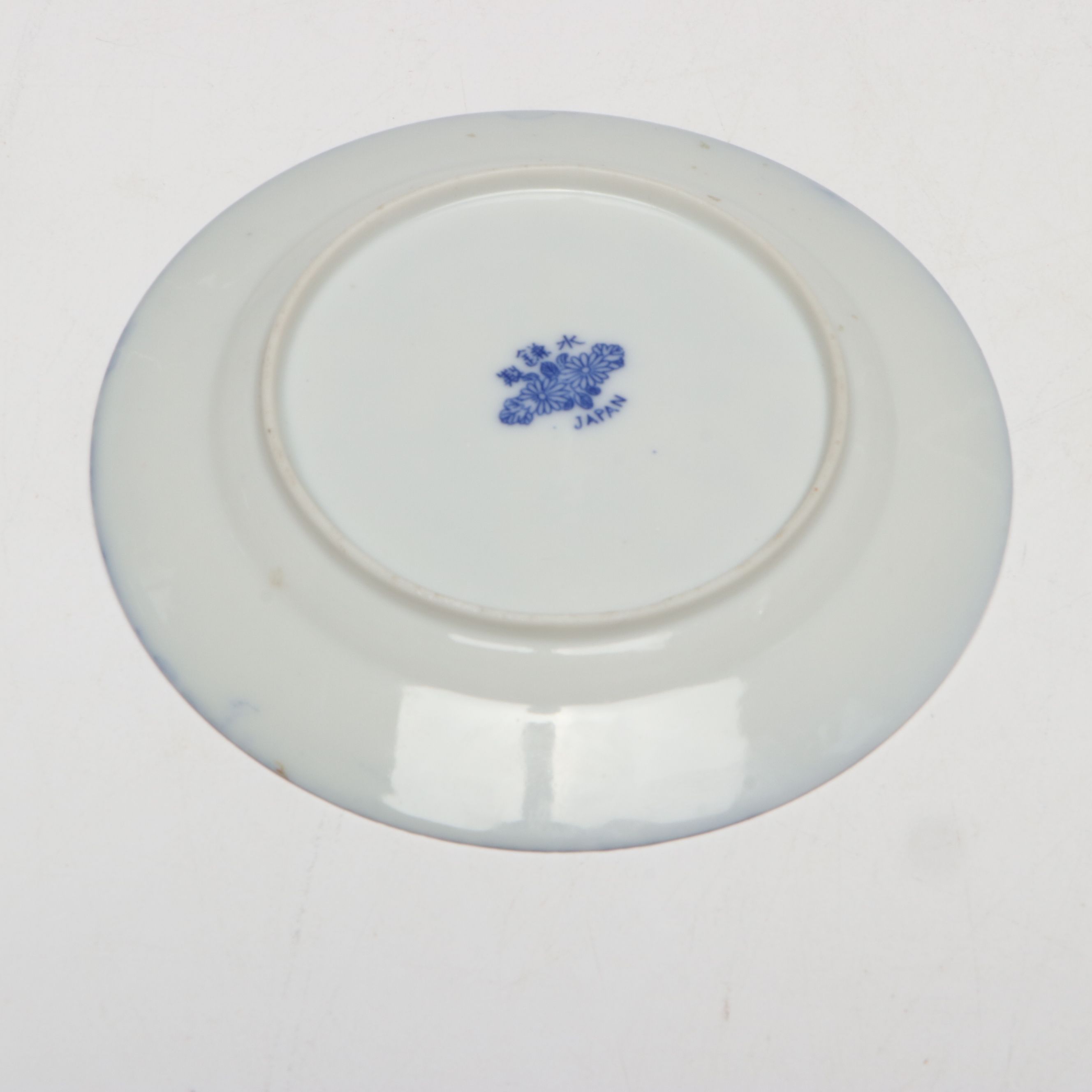 Japanese Arita Ware Blue and White Porcelain Shallow Bowls and Saucer