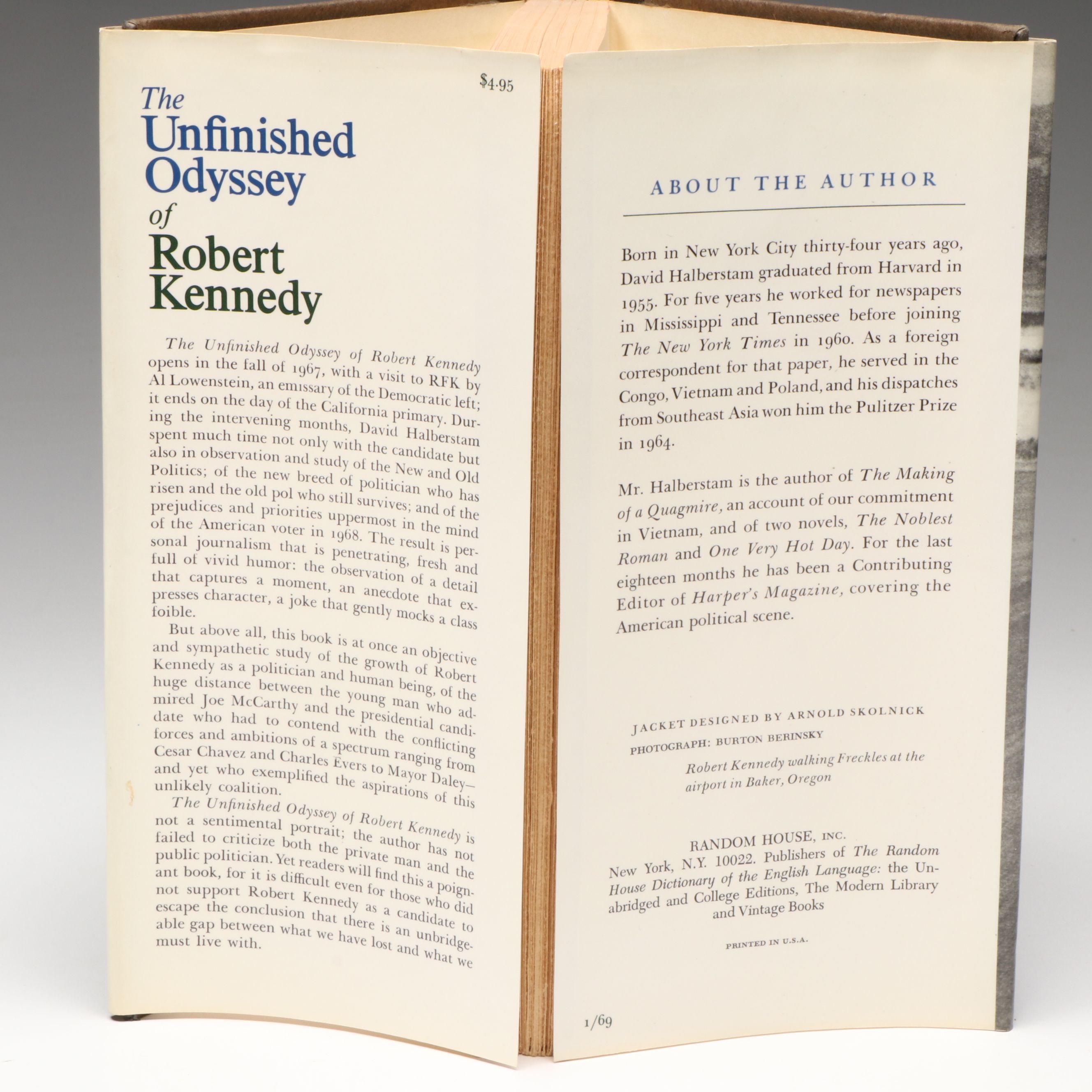 First Printing "The Unfinished Odyssey of Robert Kennedy" by David Halberstam