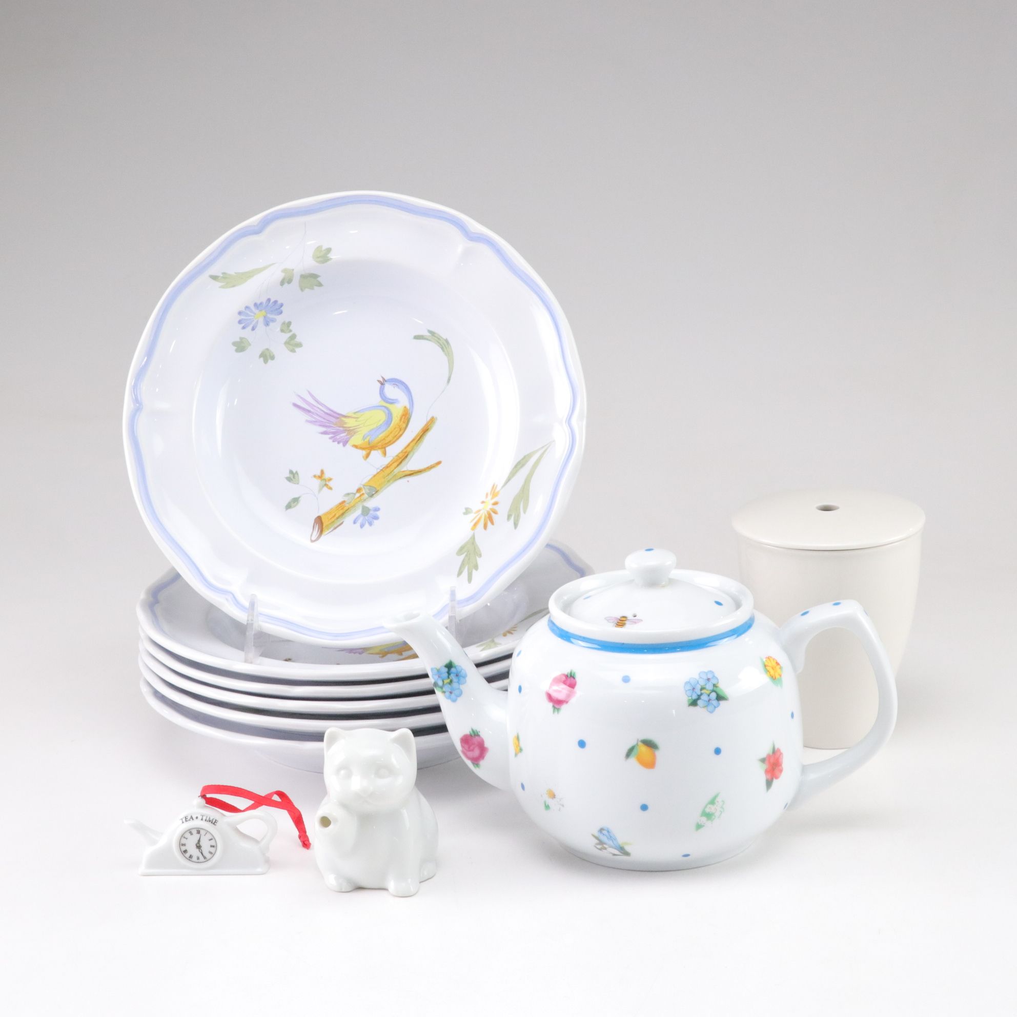 Longchamp French Faience "Perouges" with Villeroy & Boch "Adeline" Teapot & More