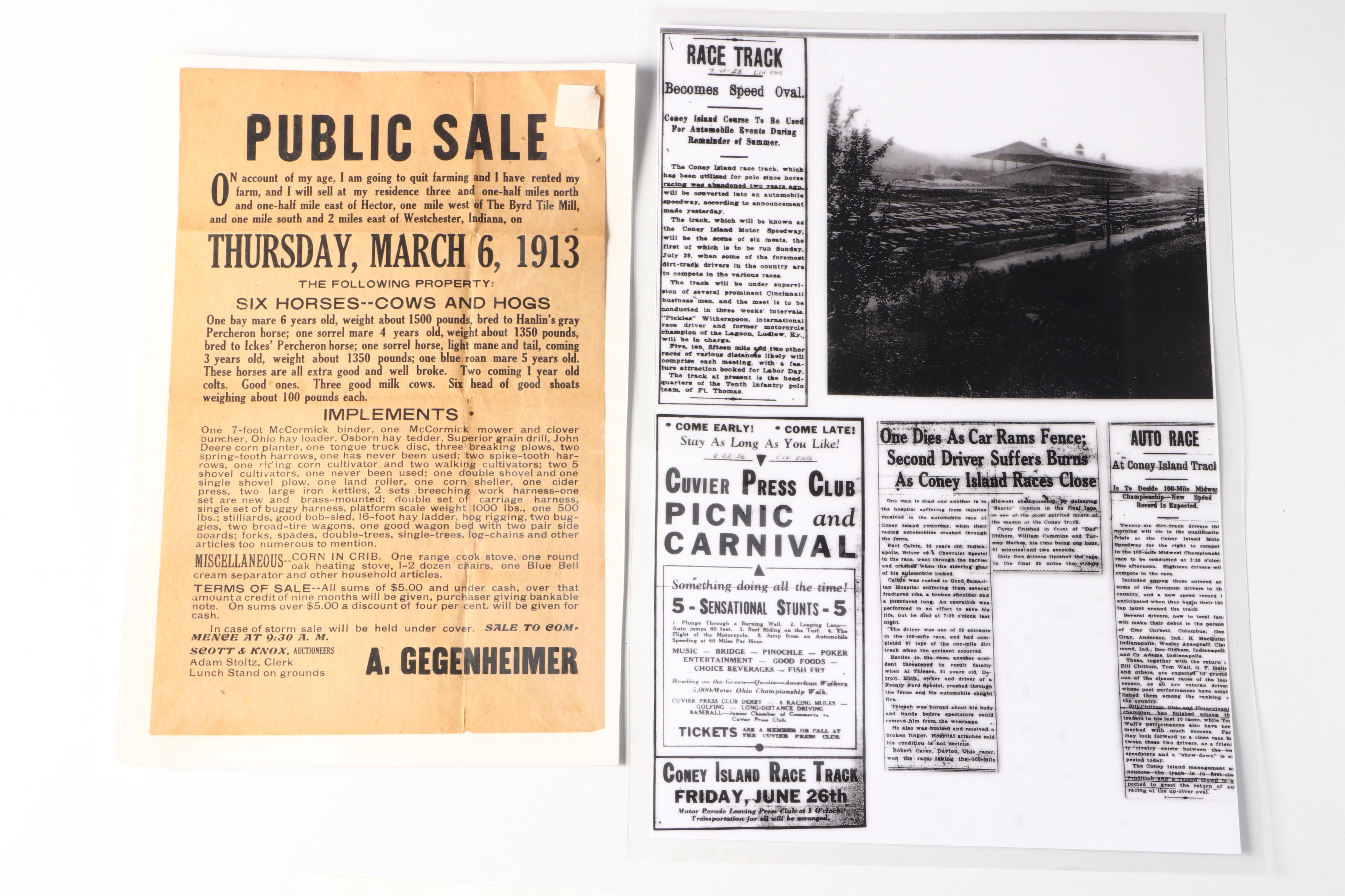 1913 Livestock Sale Poster, 1907 Rookwood Postcard and More