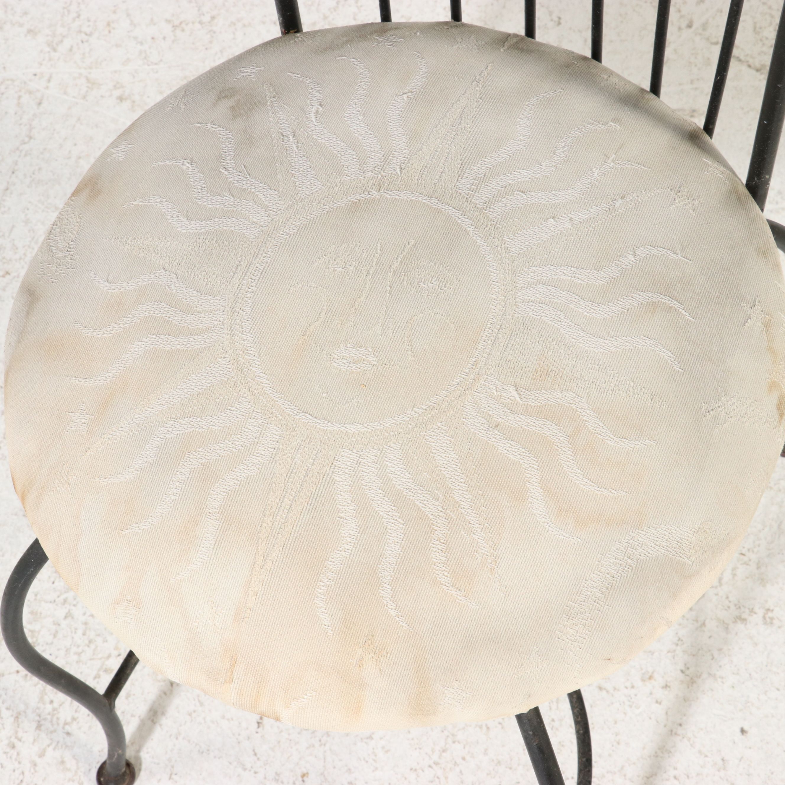 Mid Century Modern Style Celestial Themed Wrought Iron Bistro Set