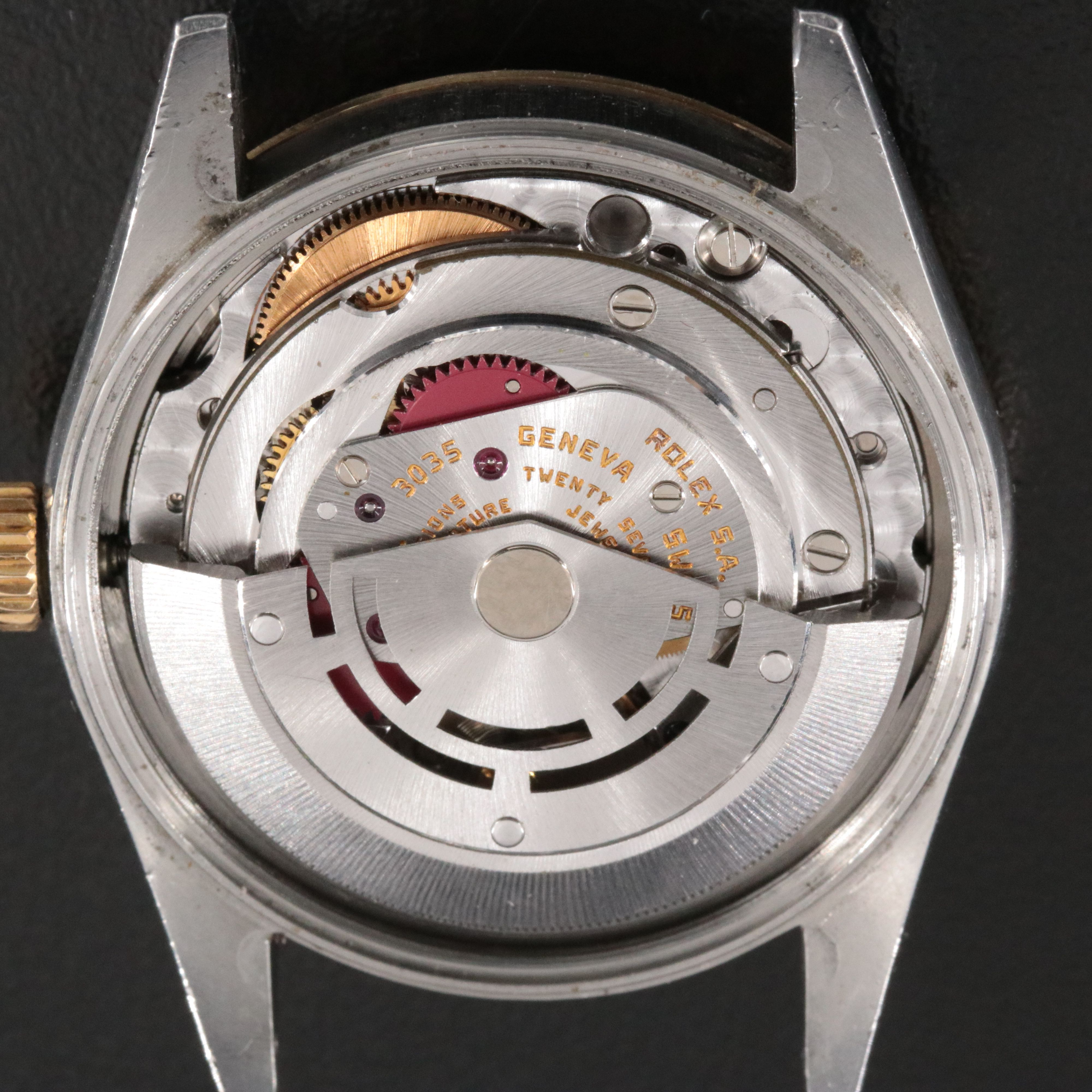 1981 Rolex Engine Turned Bezel 18K & Steel Jubilee Date Watch Model 15053