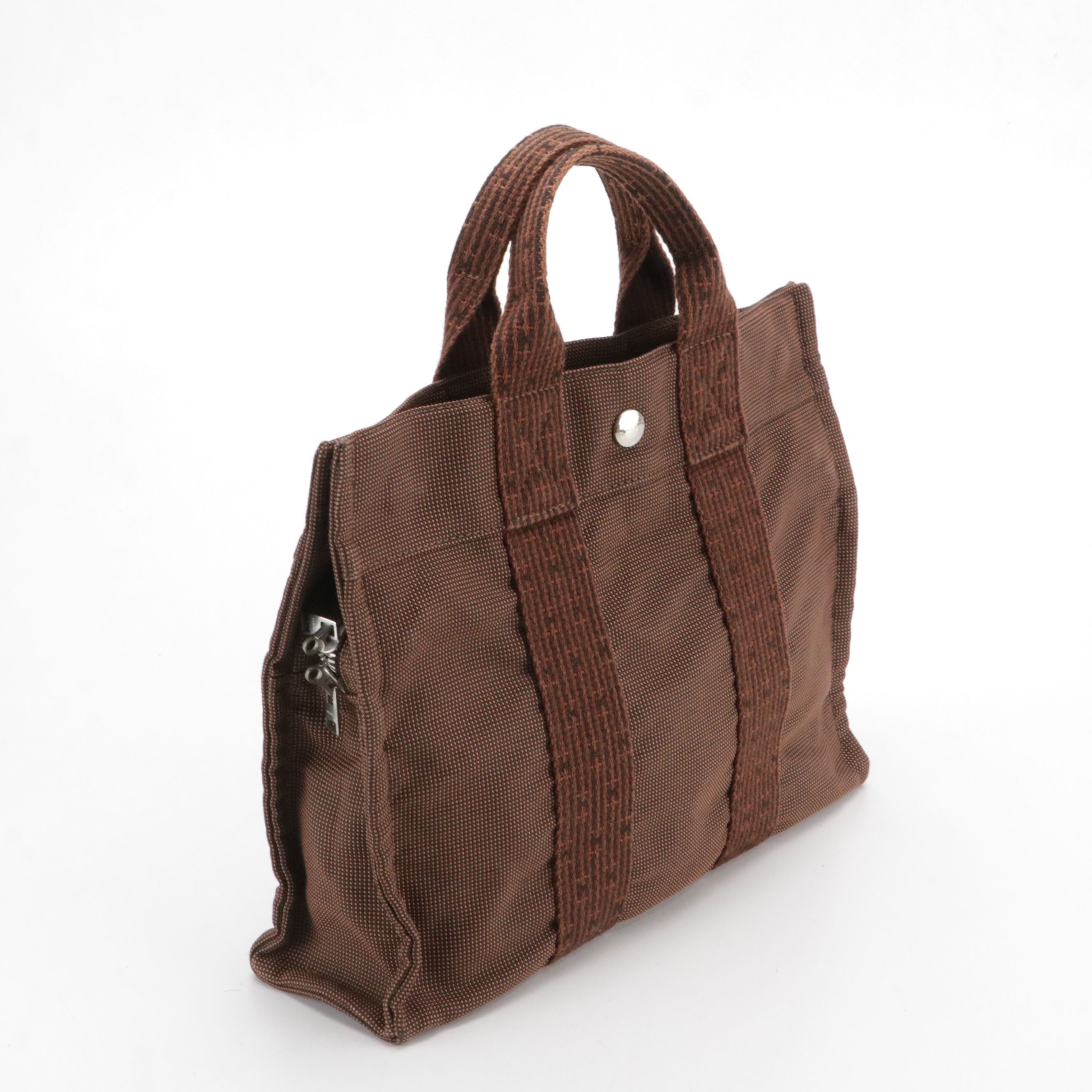 Hermès Herline Fourre-Tout PM Zip Tote in Brown Nylon Canvas