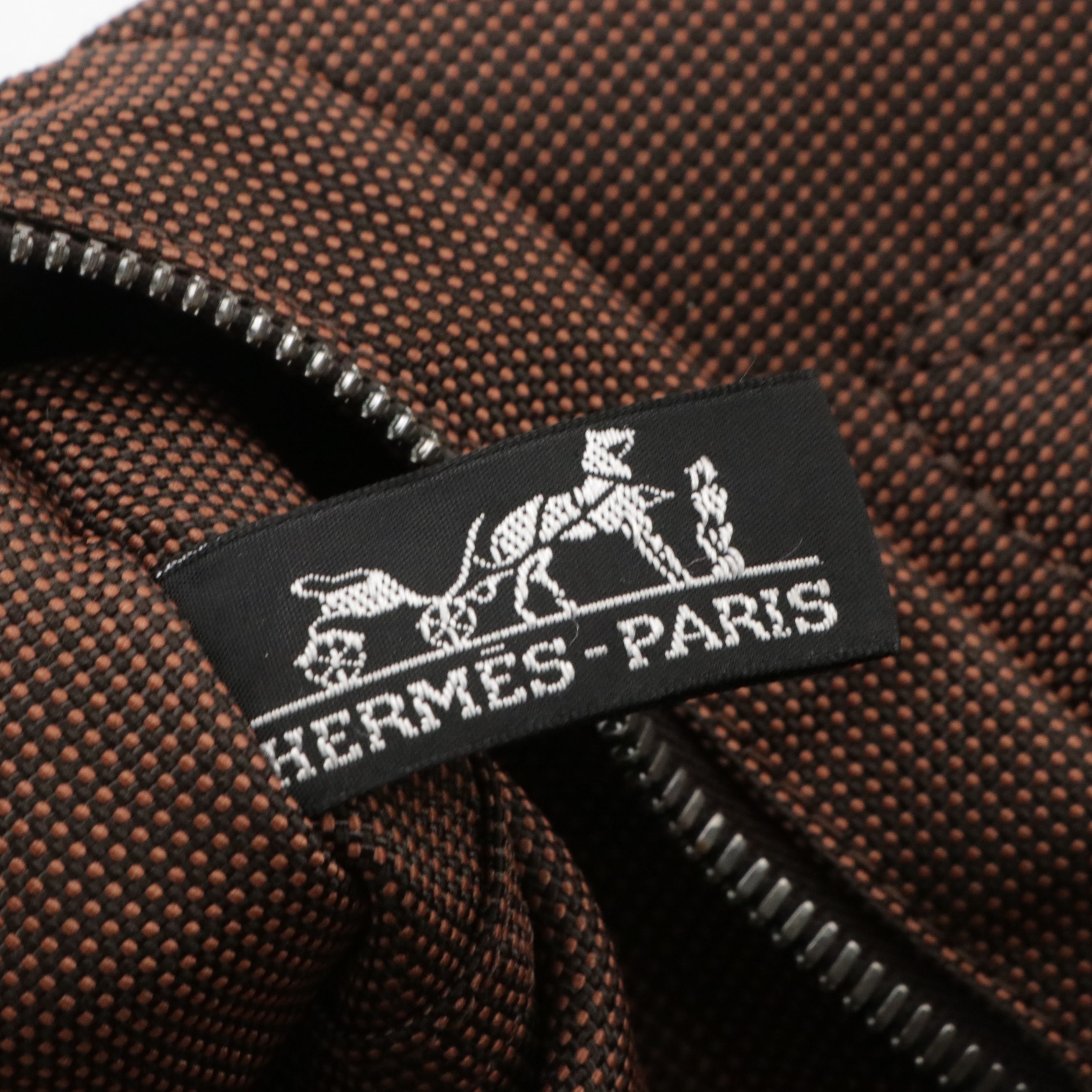 Hermès Herline Fourre-Tout PM Zip Tote in Brown Nylon Canvas